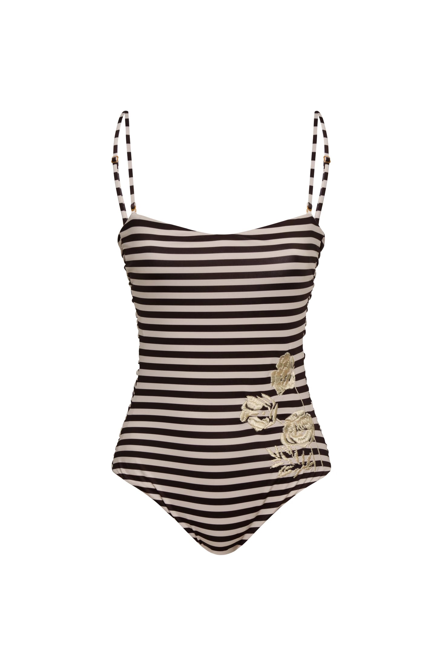 Las Balsas Embroidered One Piece / Black & White Stripes - imagen 1