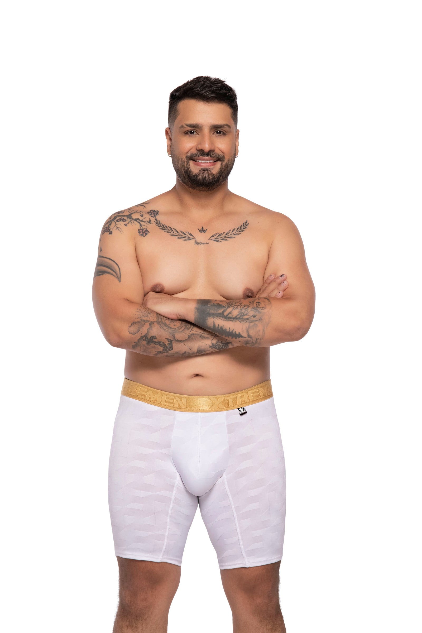 BOXER CLASICO EXTRAGRANDE MICROFIBRA JACQUARD BLOQUES BLANCO - imagen 4