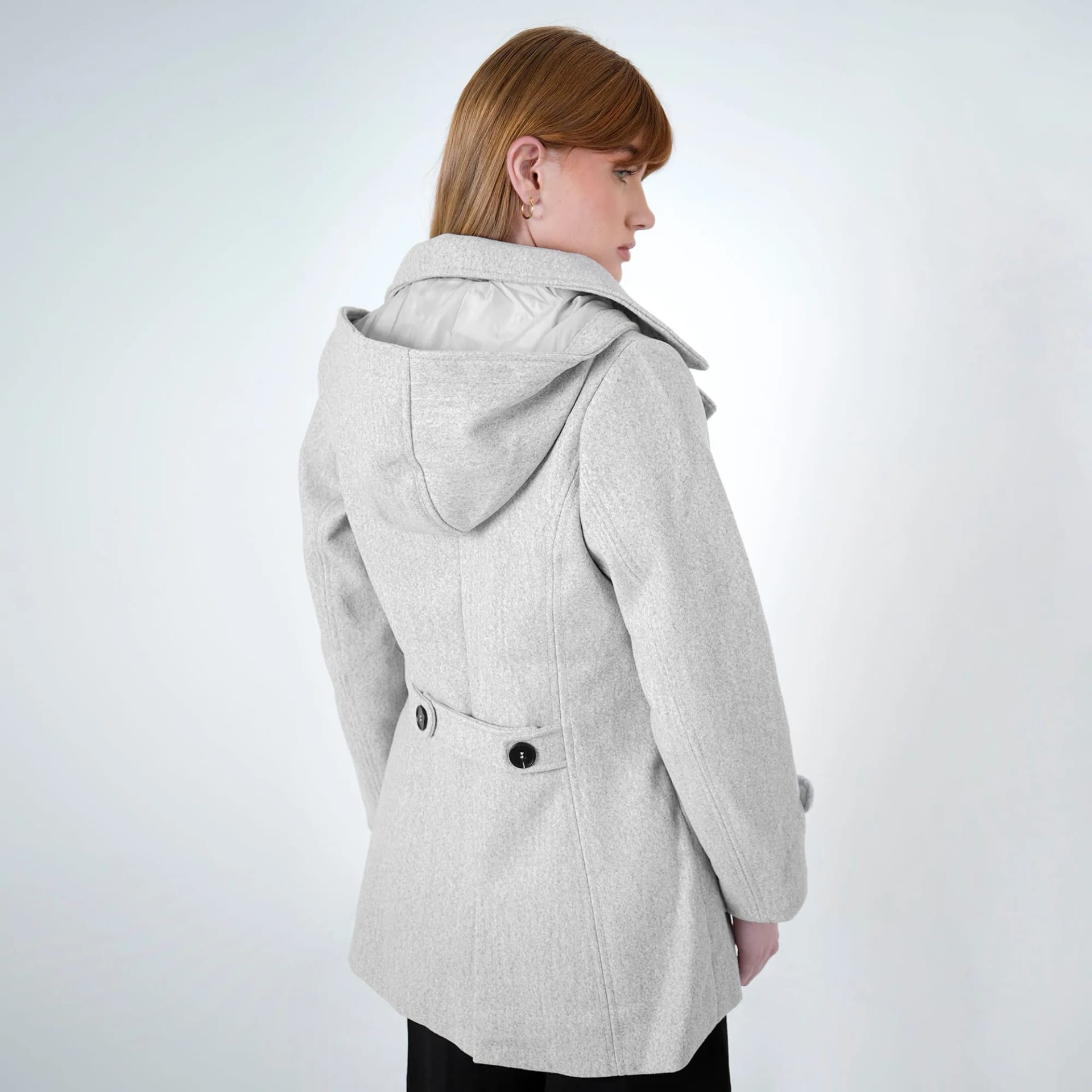 Chaqueta abrigo trench cruzado cuello solapa con capucha - imagen 19