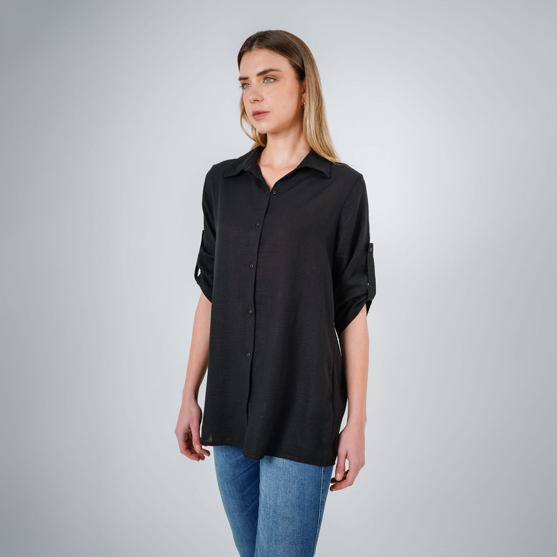 Blusa Cuello Camisero Manga 3/Cuartos - imagen 2