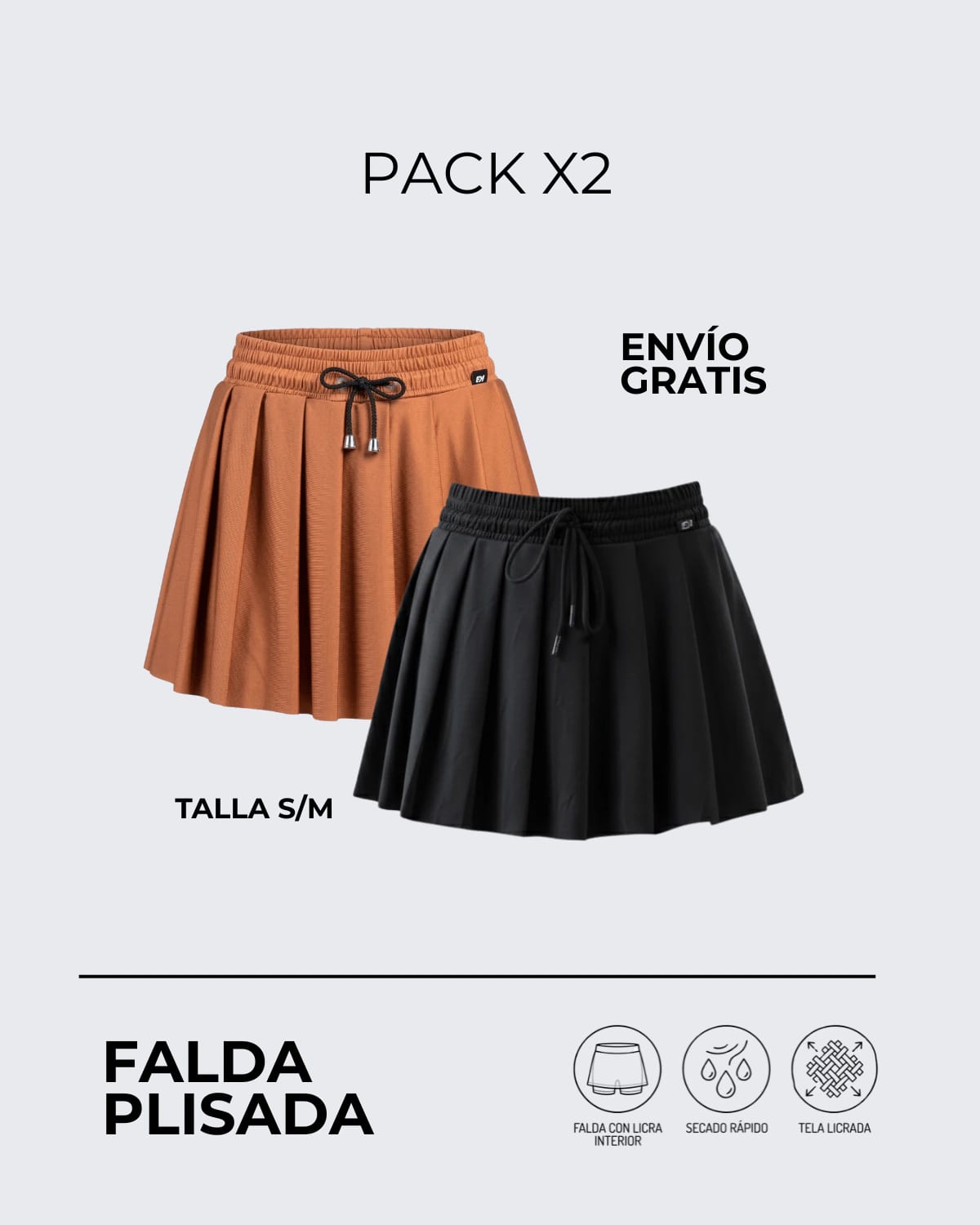 Pack X2 Falda Plisada┃KAYBU REF.02315 - imagen 1