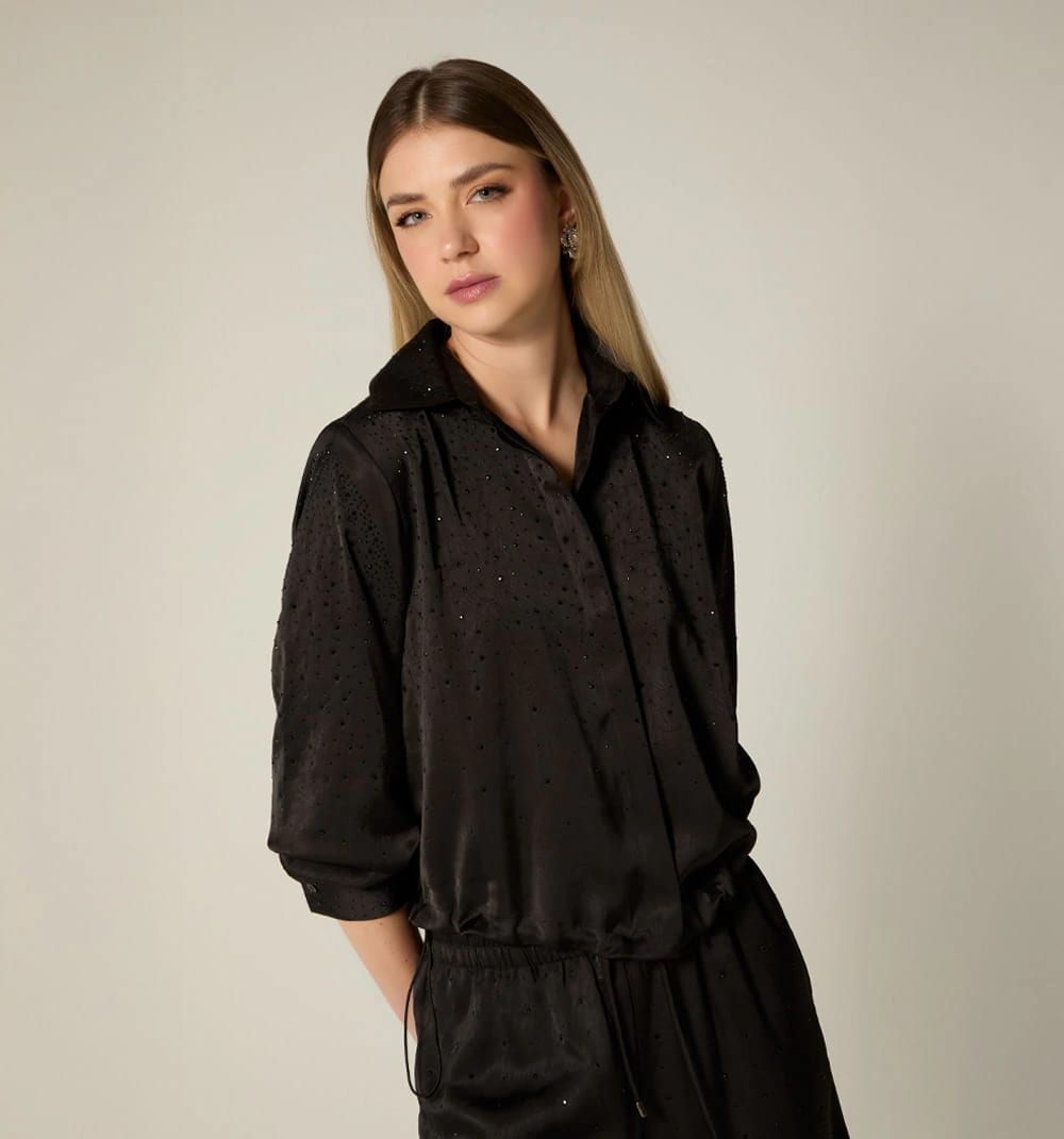Blusa manga larga  con hot fix - imagen 8
