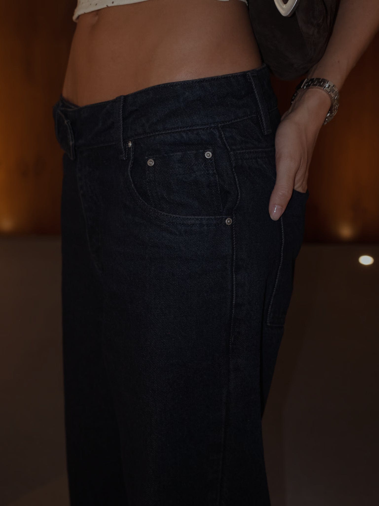 REMAKE WIDE LEG BELT JEAN - RAW DENIM - imagen 9