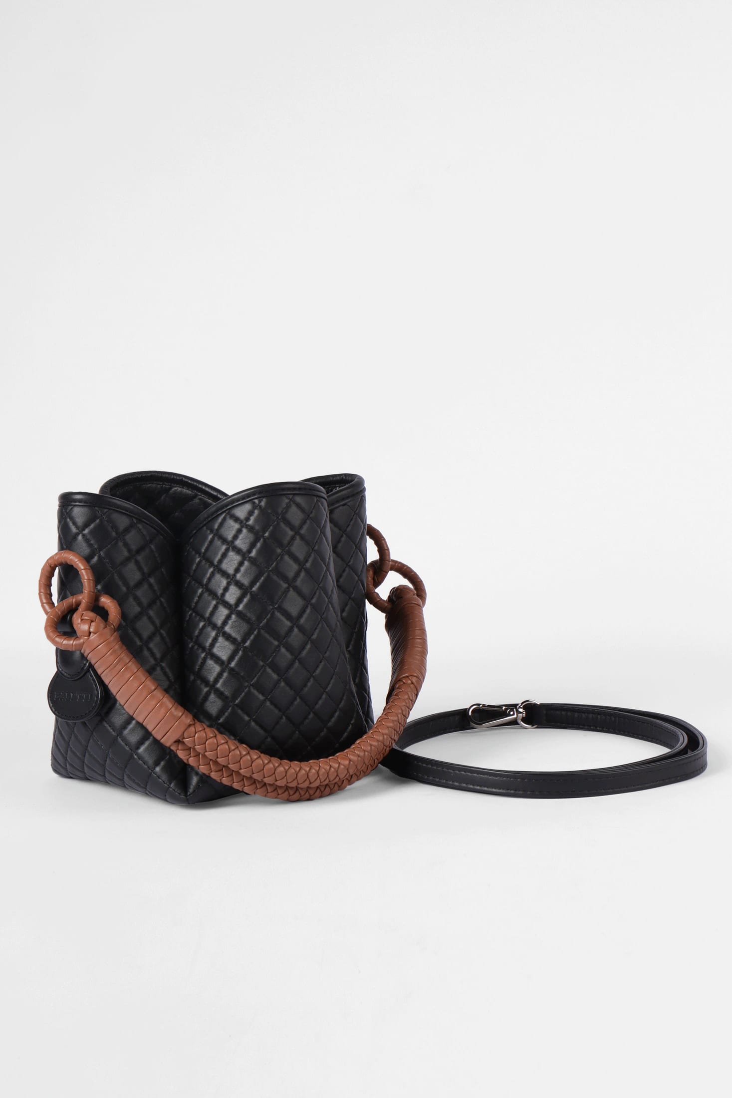 Tulip Mini Bucket Bag, Black & Brandy - imagen 4