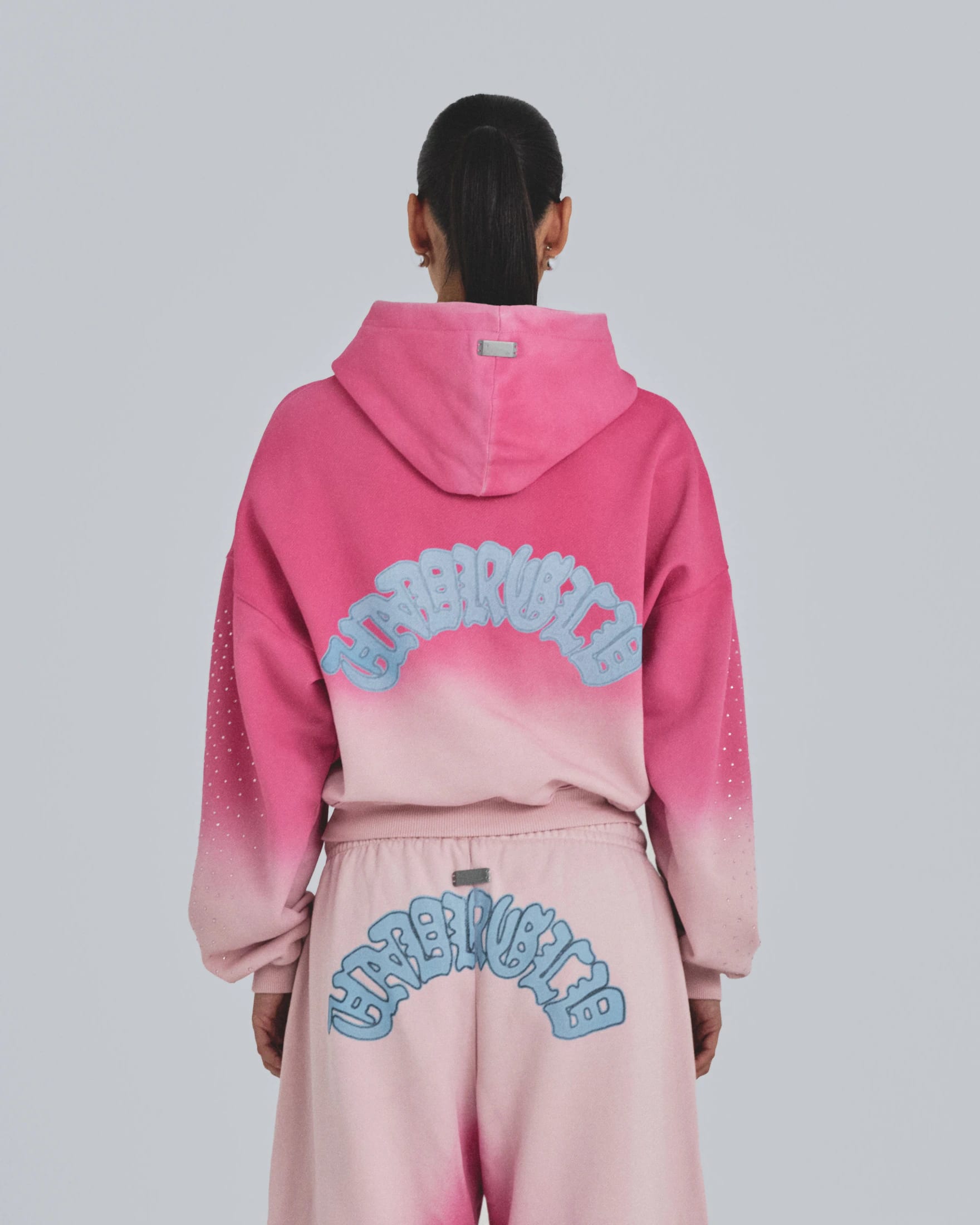 W Holy State UNDRGLD Zip Up Boxy Fit Hoodie Faded Pink - imagen 7