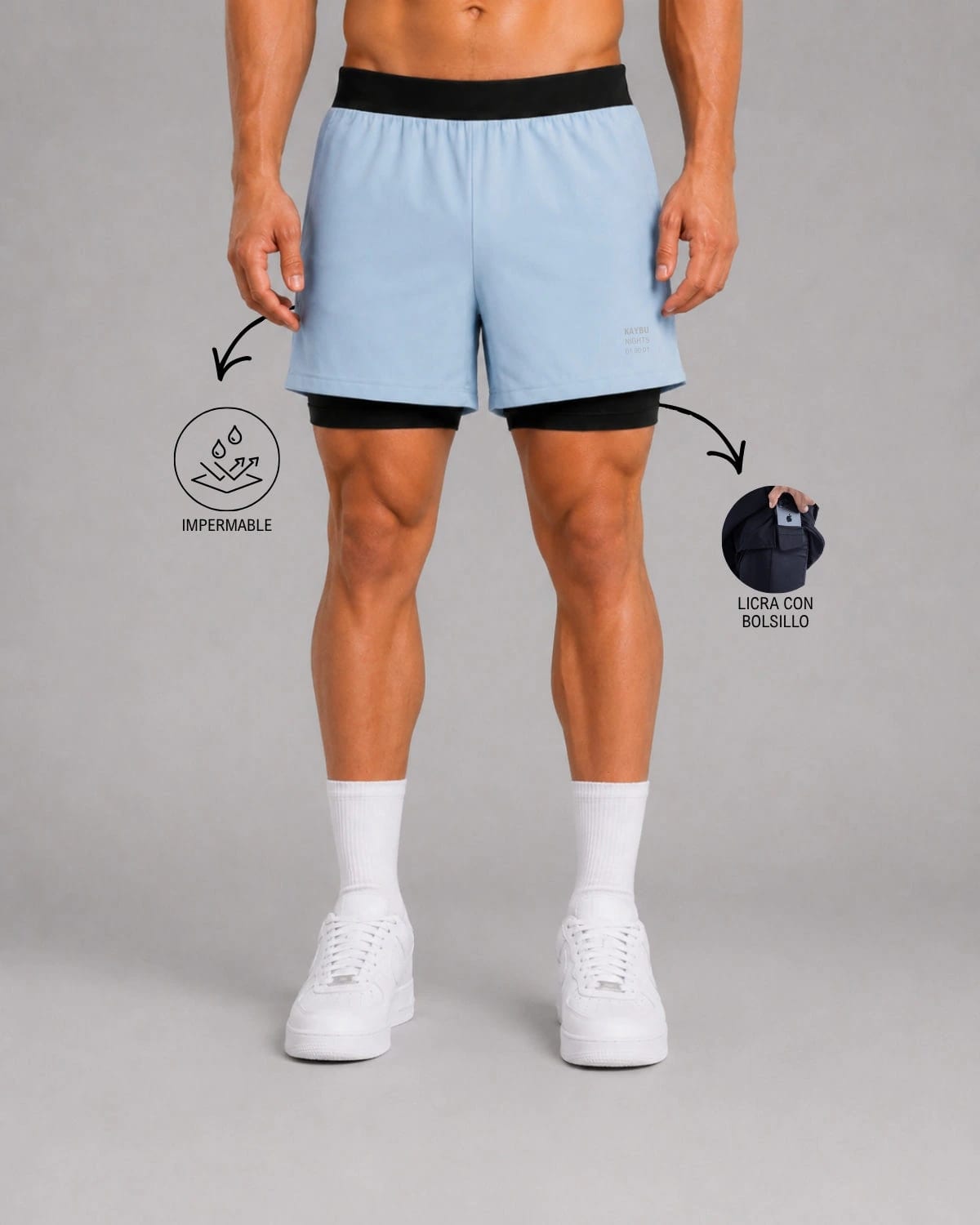 Pantaloneta Con Licra Y Bolsillo Kaybu Nights┃KBMEN RF.424 - imagen 3