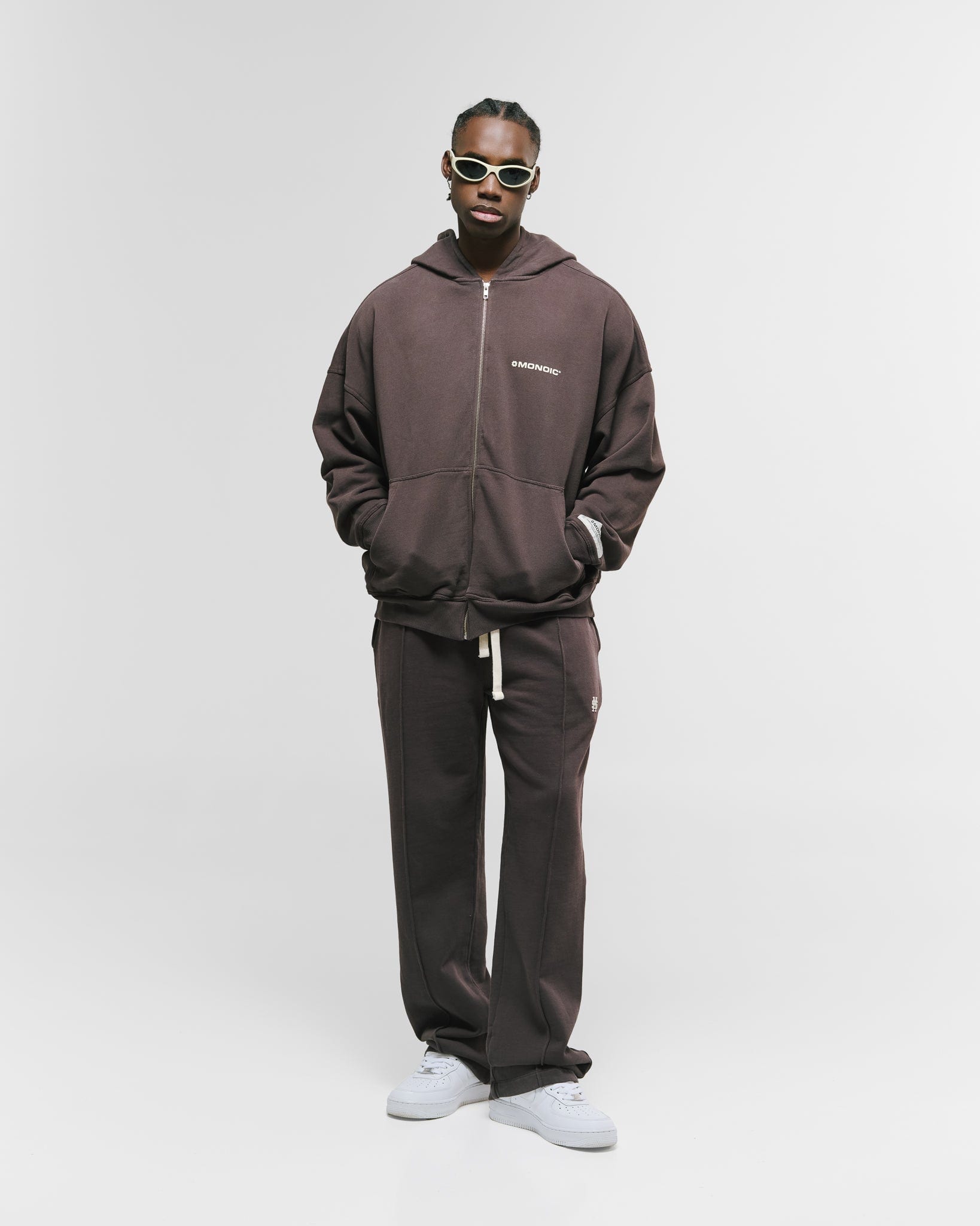 Zip Hoodie Oversized Básico V4 - Café Chocolate - imagen 6