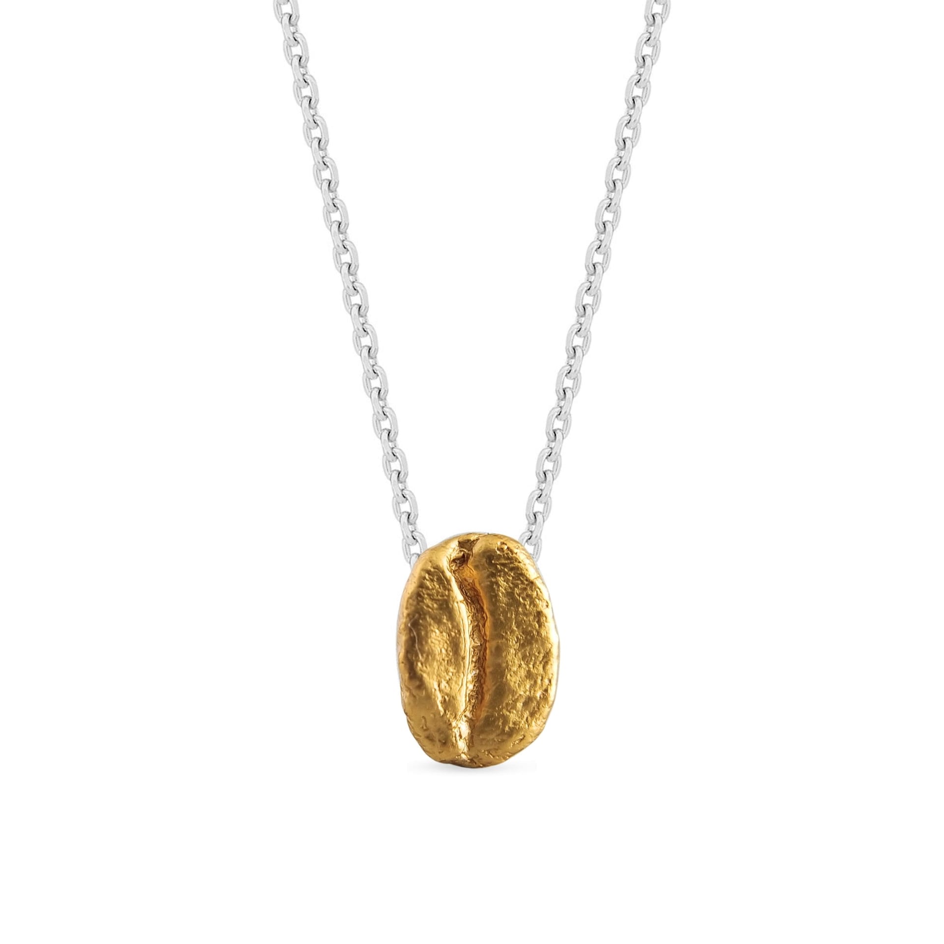 Collar Café Caturra con cadena sencilla corta (45cm) en plata con baño de oro - imagen 1