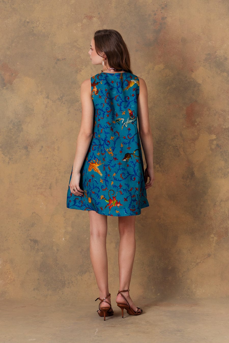 Women's dress linen delphos teal - imagen 3