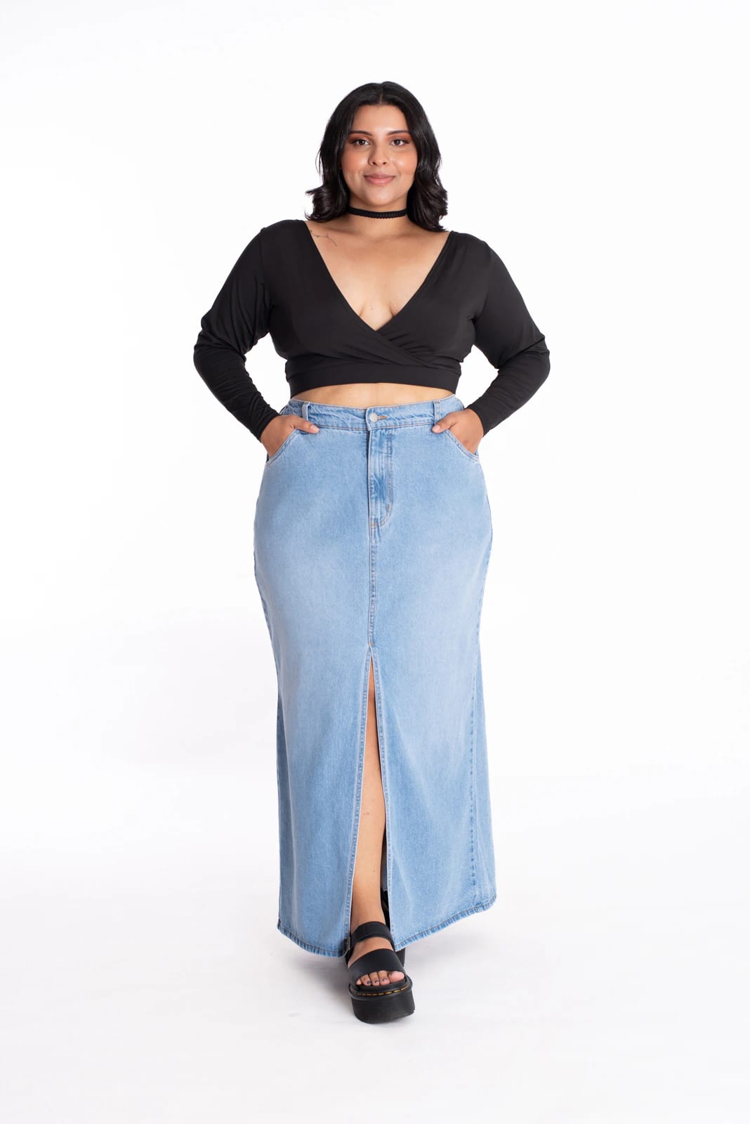 Falda Larga Denim Azul Claro 437 - imagen 8