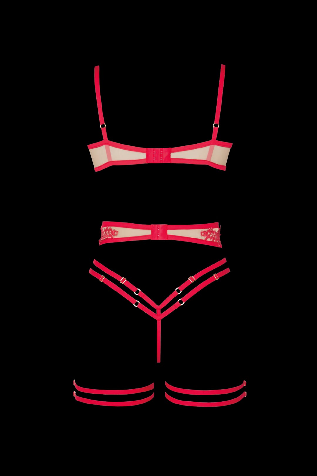 SET AGUSTINA ROJO CEREZA CON LIGUERO Y CHOKER - imagen 4