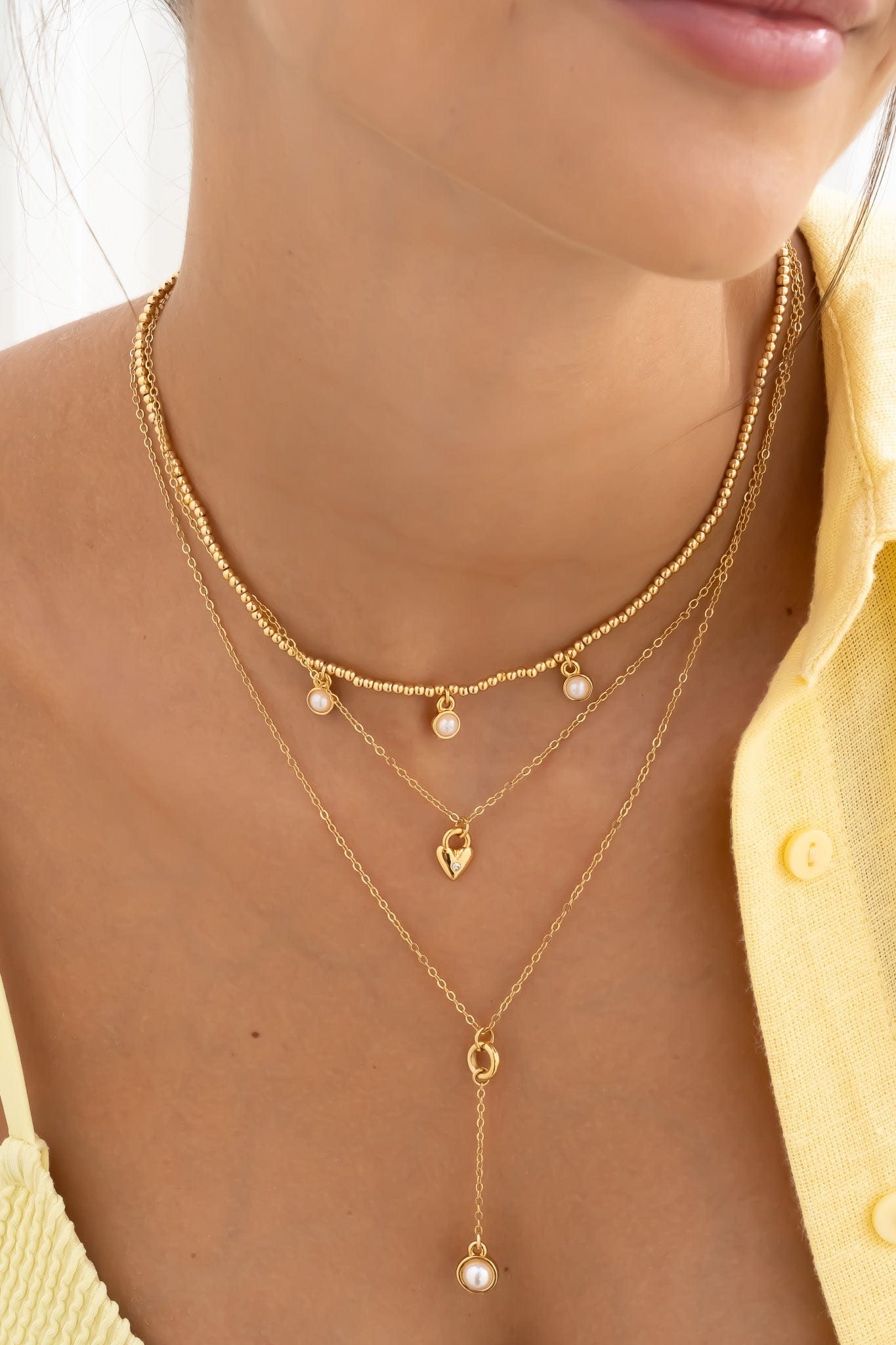 Set De 2 Cadenas Con Dije De Perla + Aretes - imagen 3