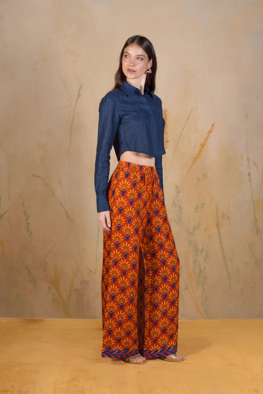 Women's Annona linen trousers terracotta - imagen 2