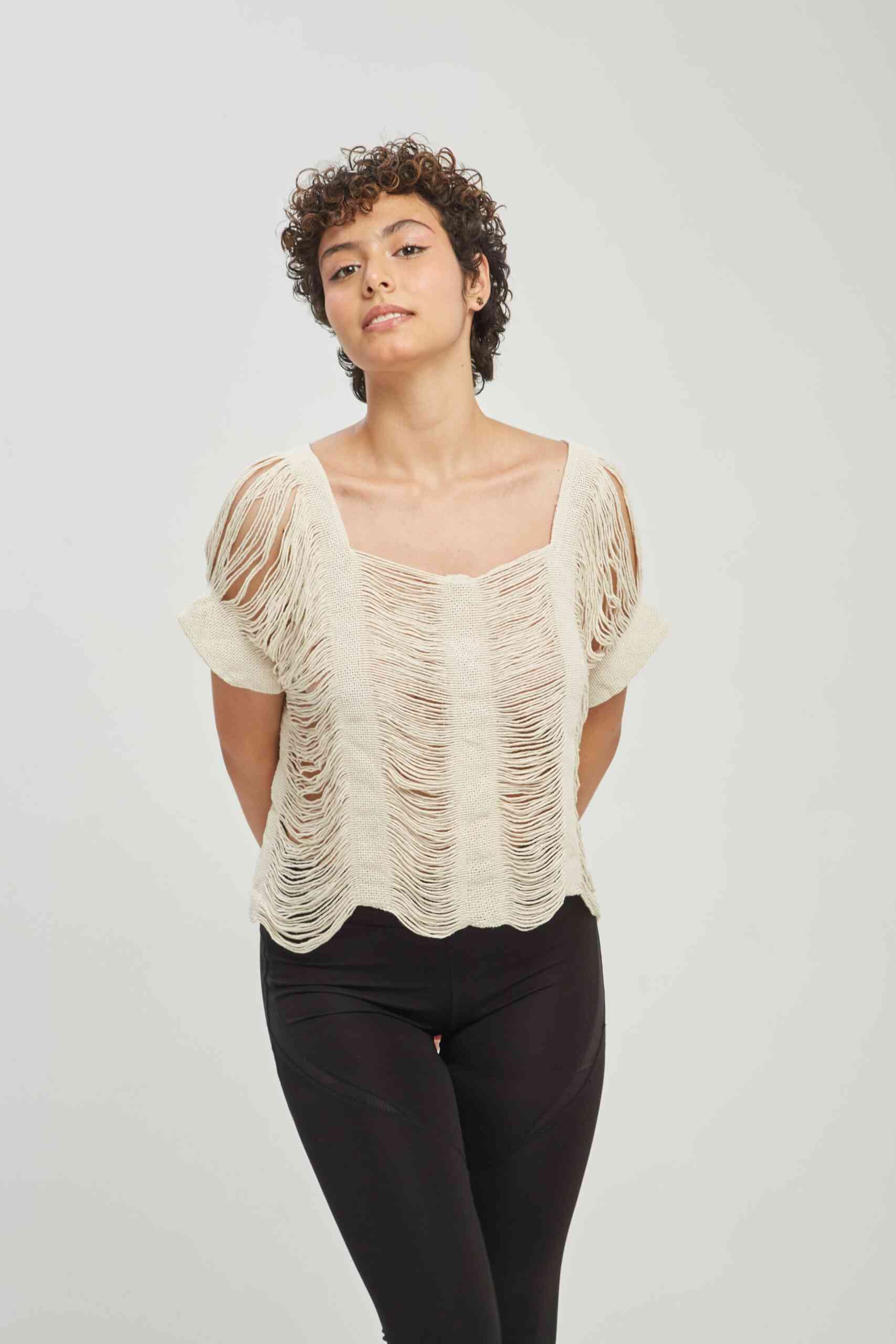 Camisa Entrehilos Cruda - imagen 3