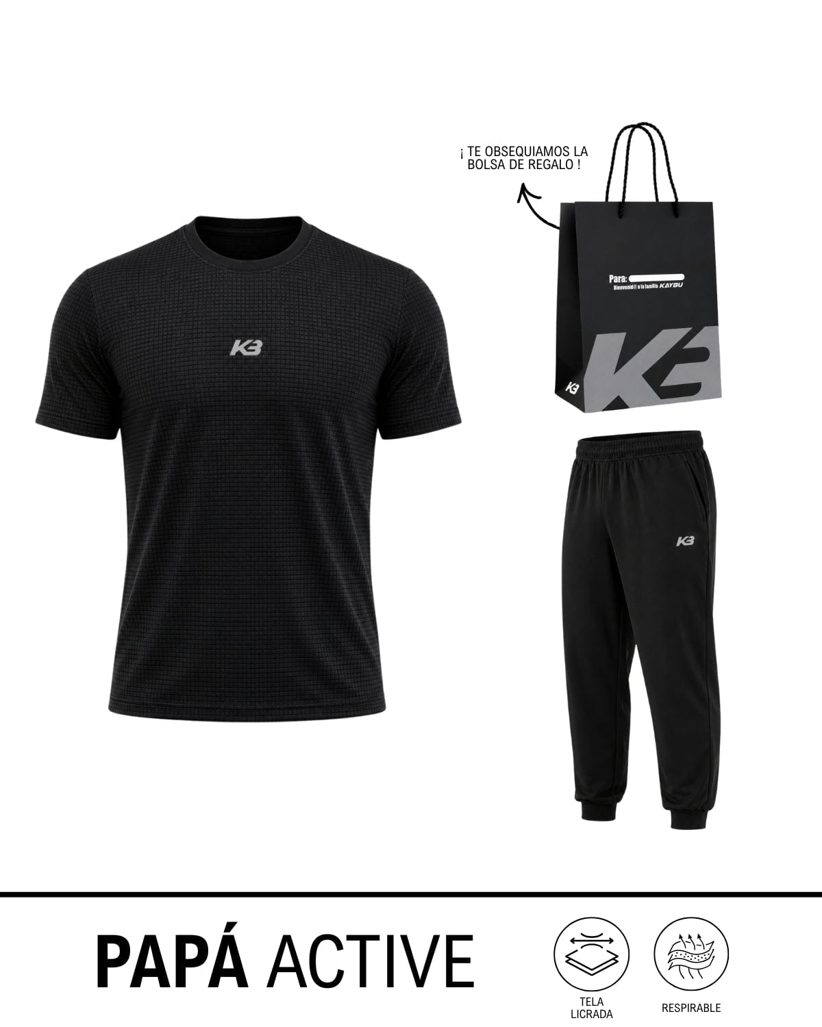 Papá Active: Franela y Jogger Basico + Bolsa de Regalo | KBMEN - imagen 1