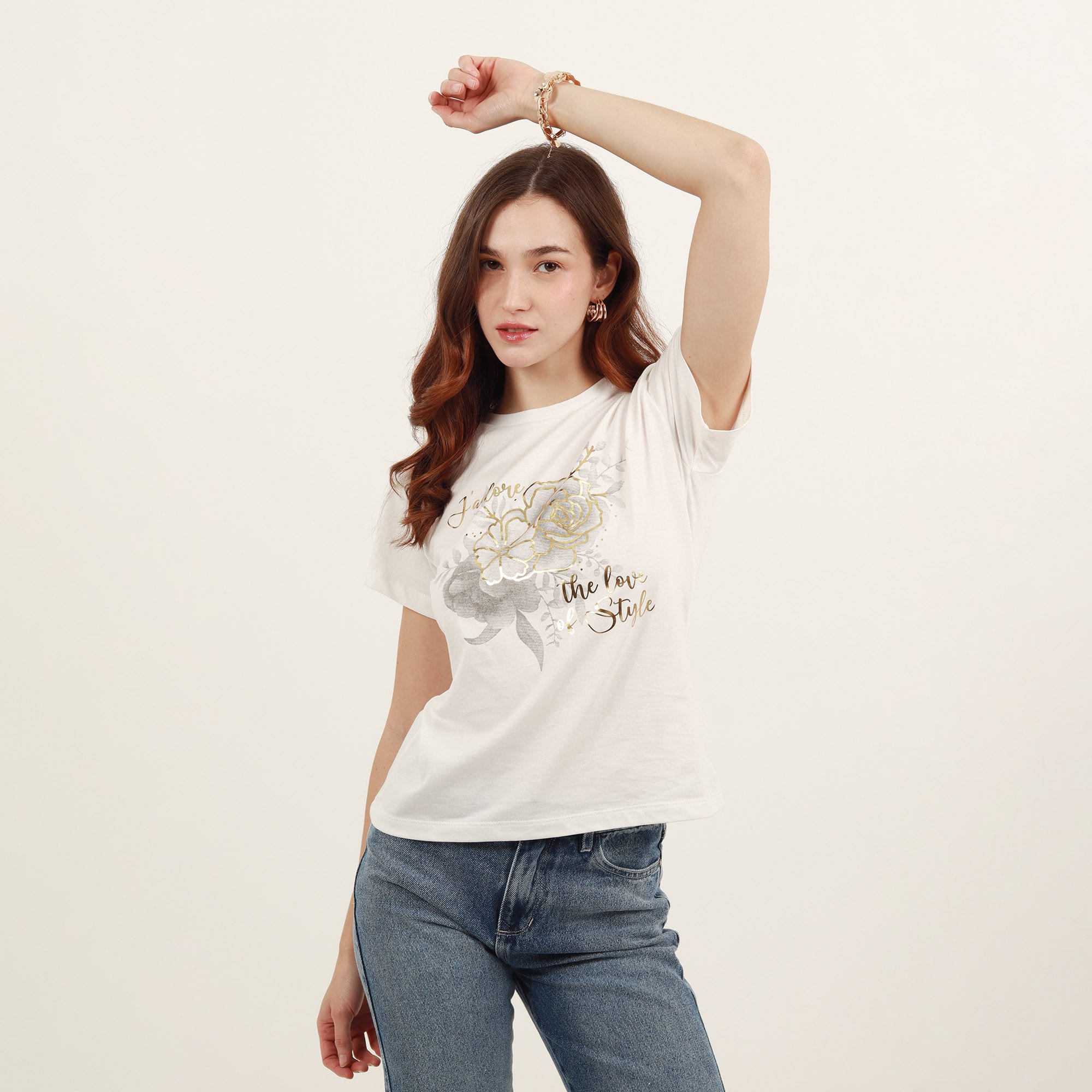 Camiseta cuello redondo manga corta con estampado J'adore - imagen 3
