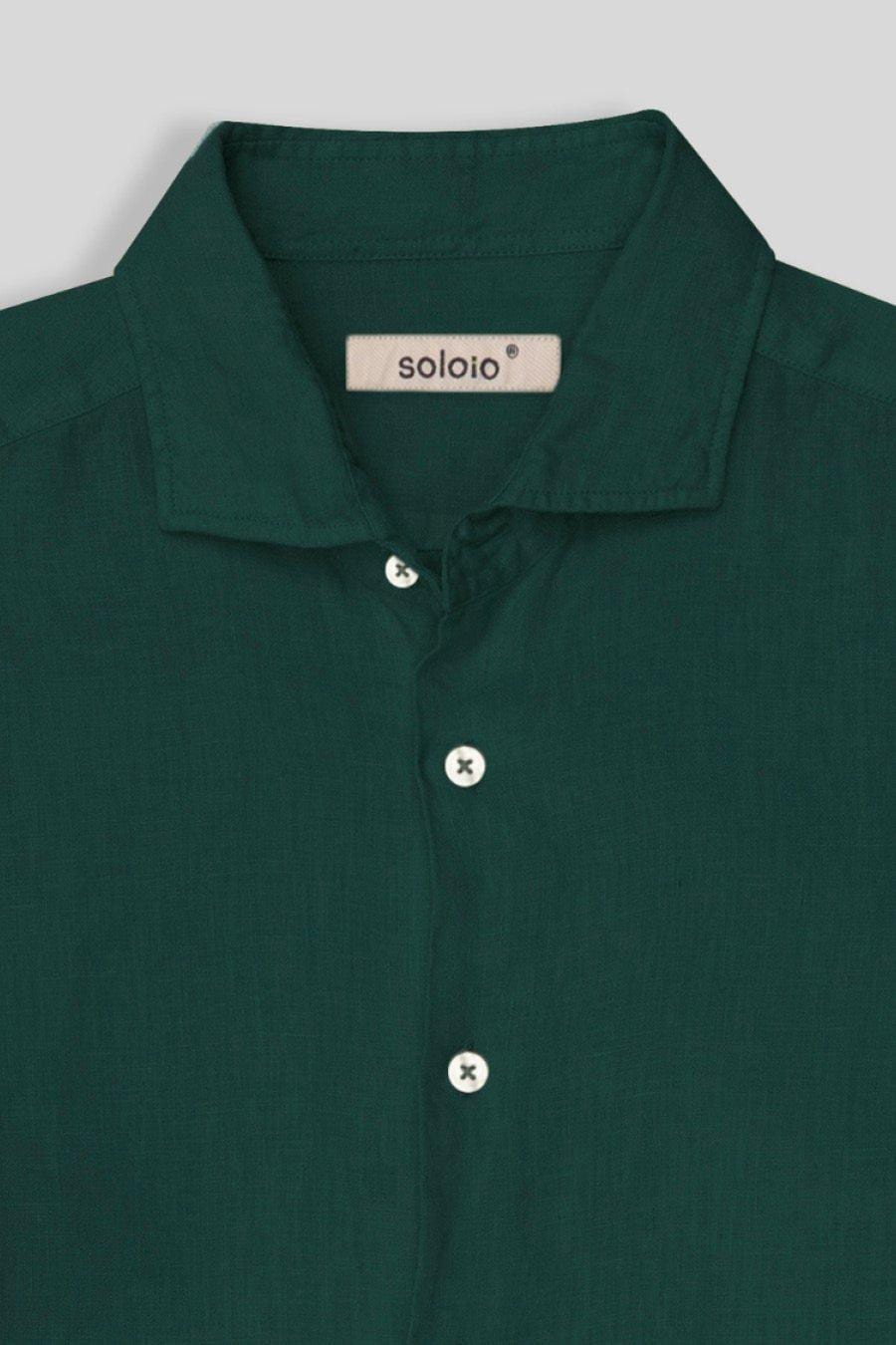 Men's linen shirt dark green - imagen 5