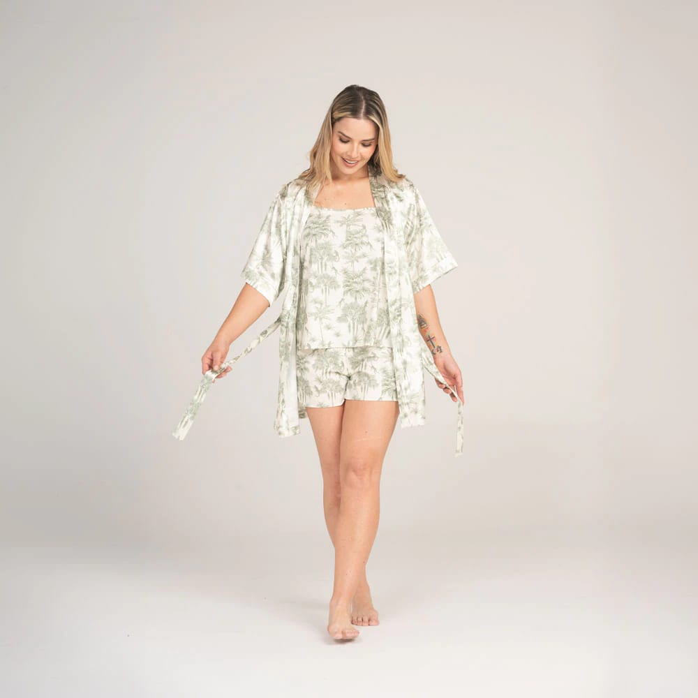 Kimono Satin Manga 3/4 Jungla. - imagen 1