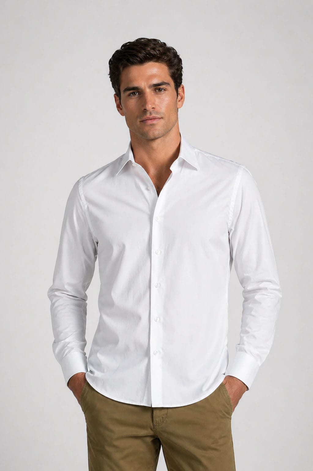 Camisa Classic Algodón Blanco Saten - imagen 1
