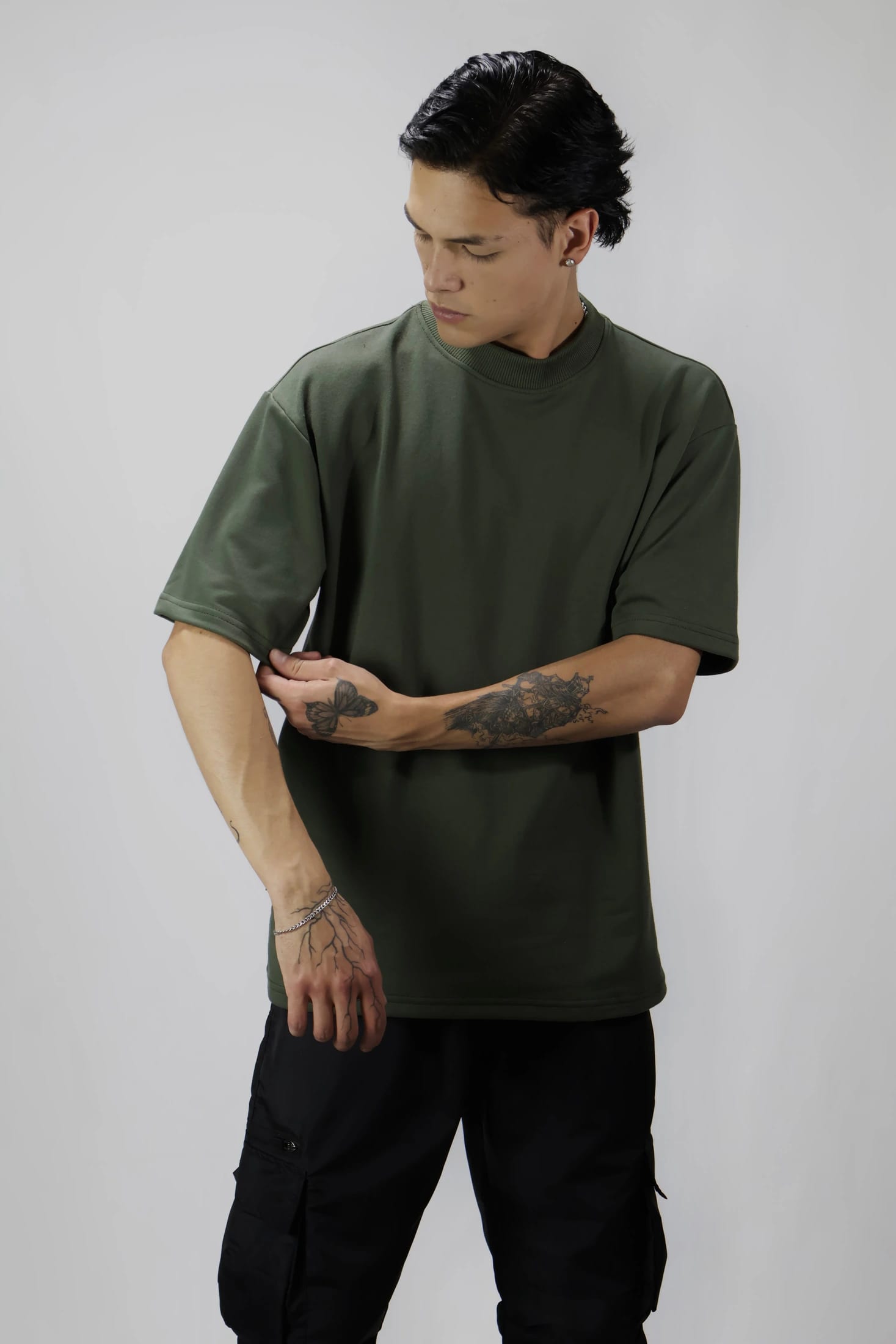 CAMISETA VERDE MILITAR 14078 OVERSIZE - imagen 6