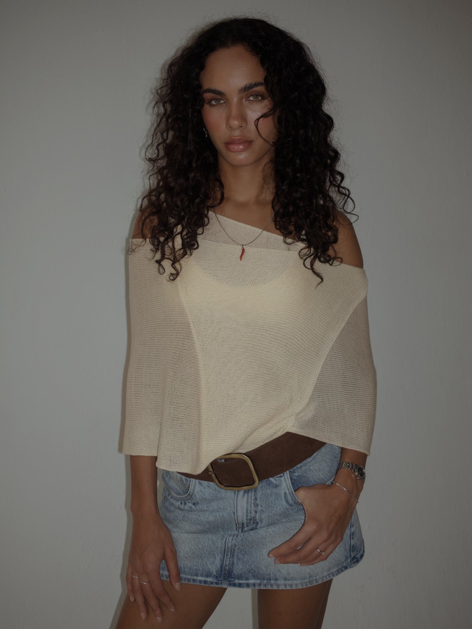 KNIT PONCHO - VANILLA - imagen 9