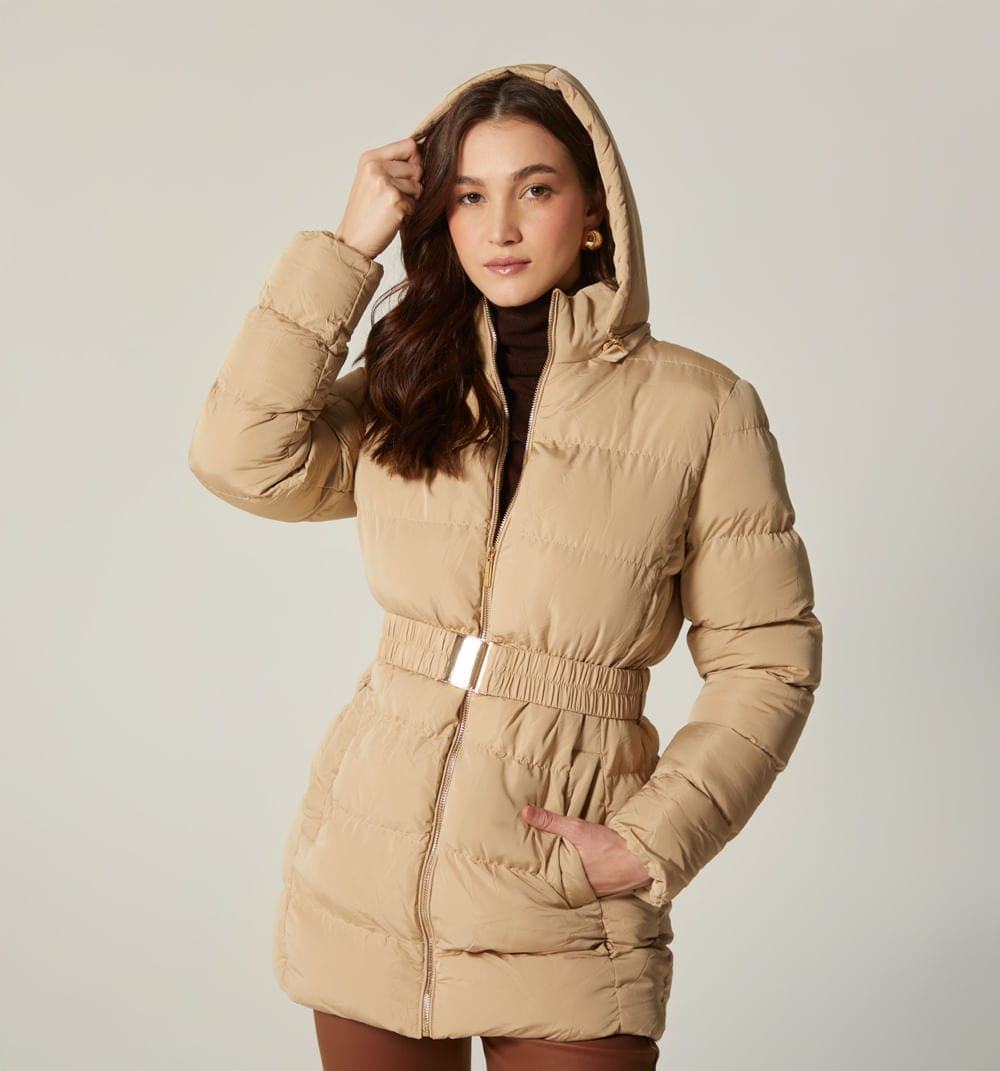 Chaqueta acolchada con cinturon - imagen 5