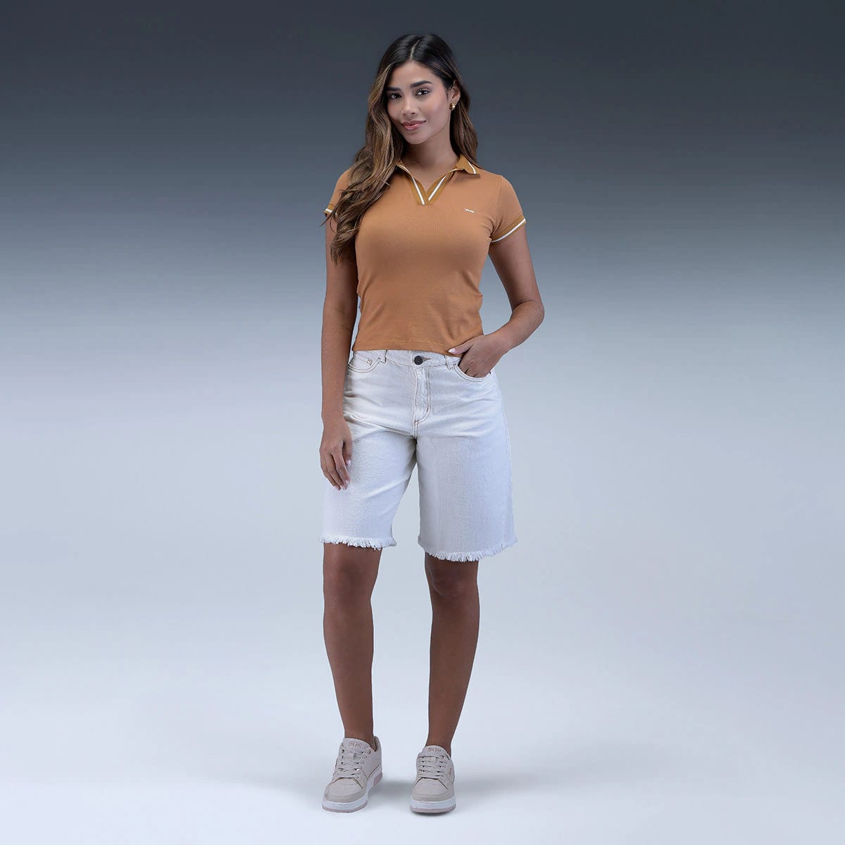 Short Blanco Denim Mujer - imagen 4