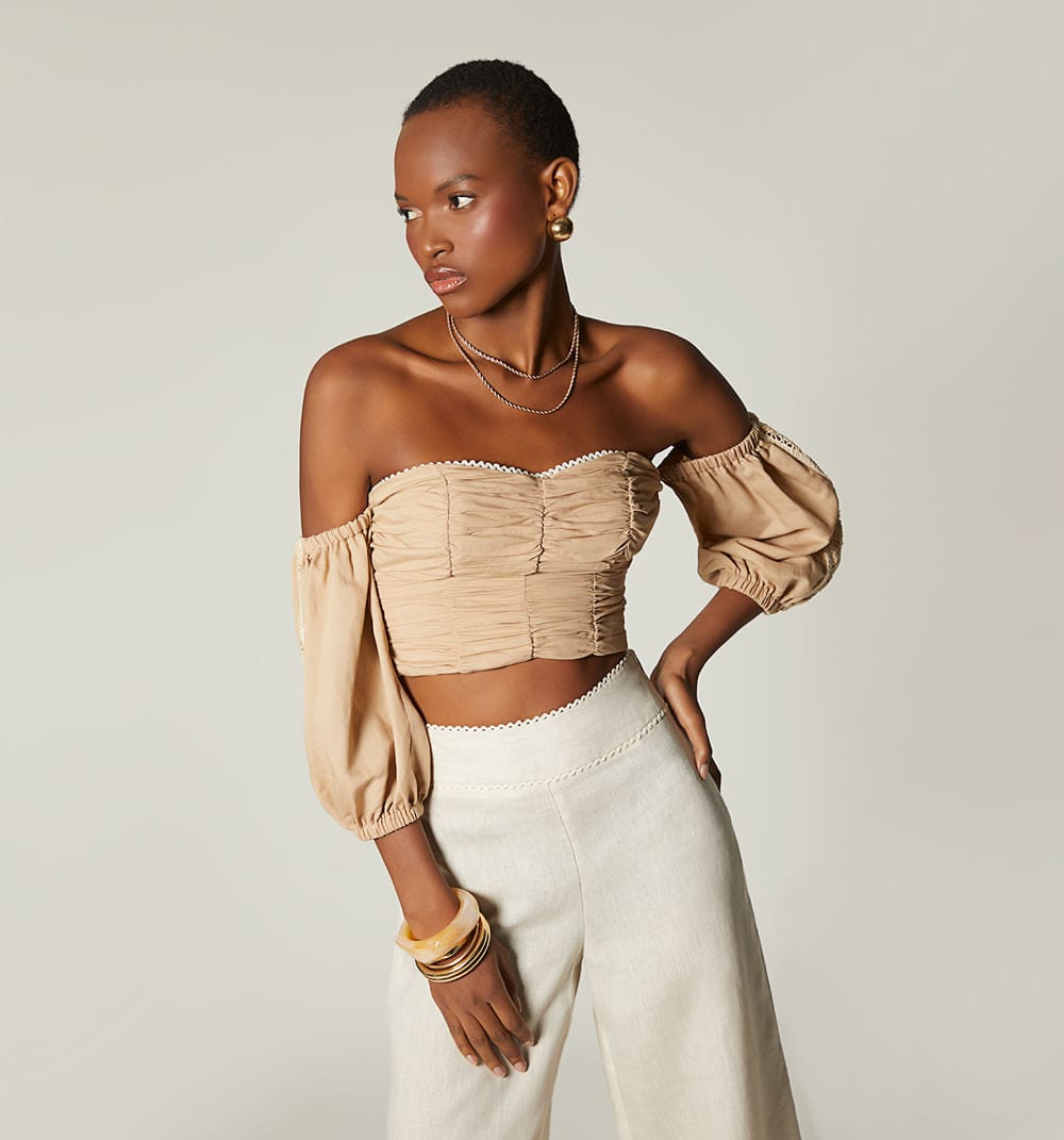Blusa hombros descubiertos con amarre - imagen 6