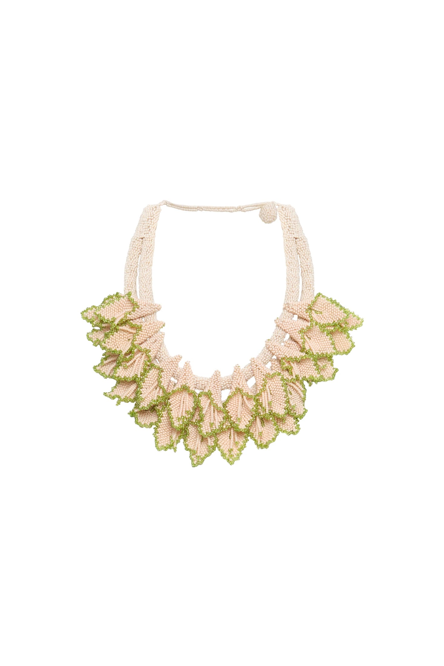 Agosto Hand Beaded Necklace / Ivory - Green - imagen 1