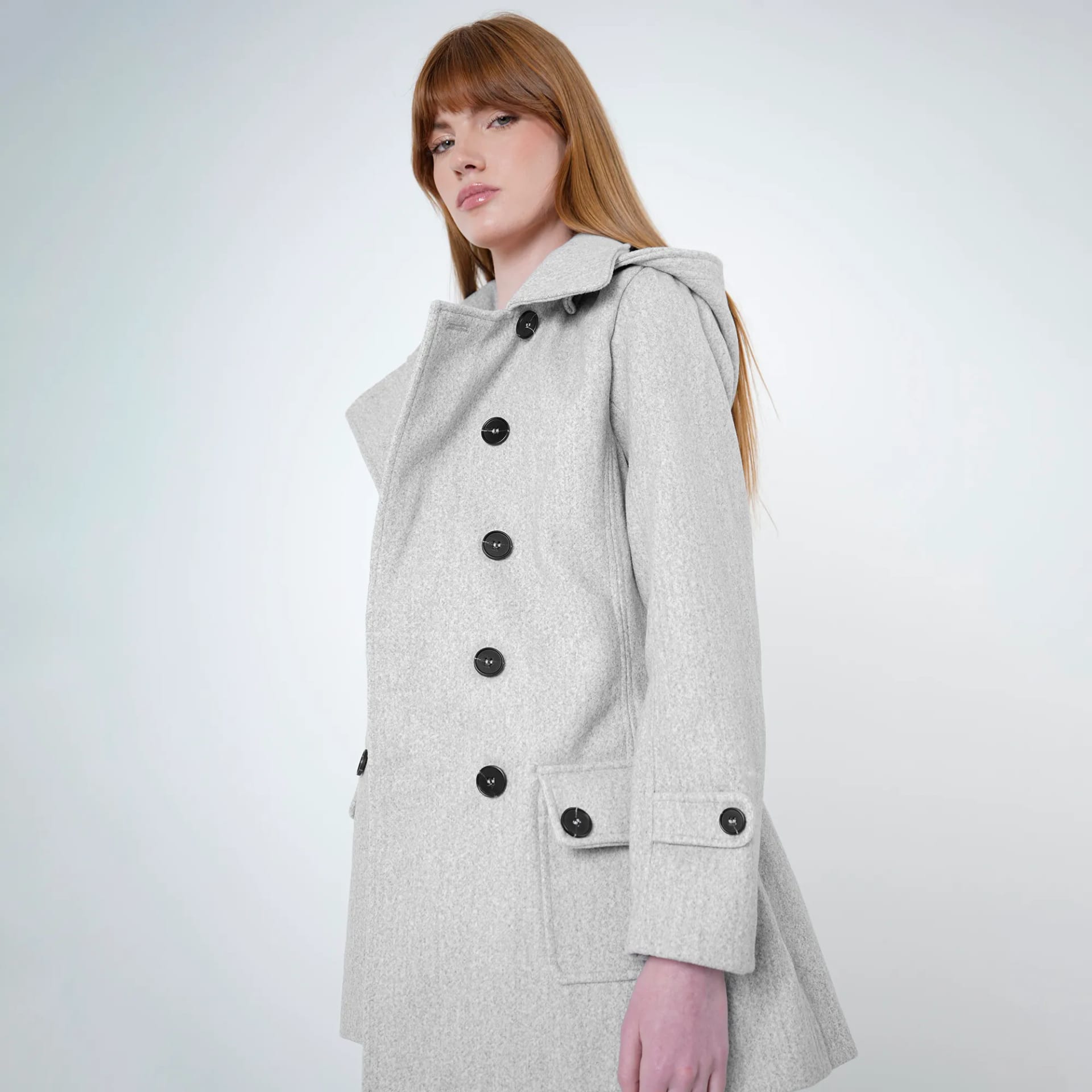 Chaqueta abrigo trench cruzado cuello solapa con capucha - imagen 24