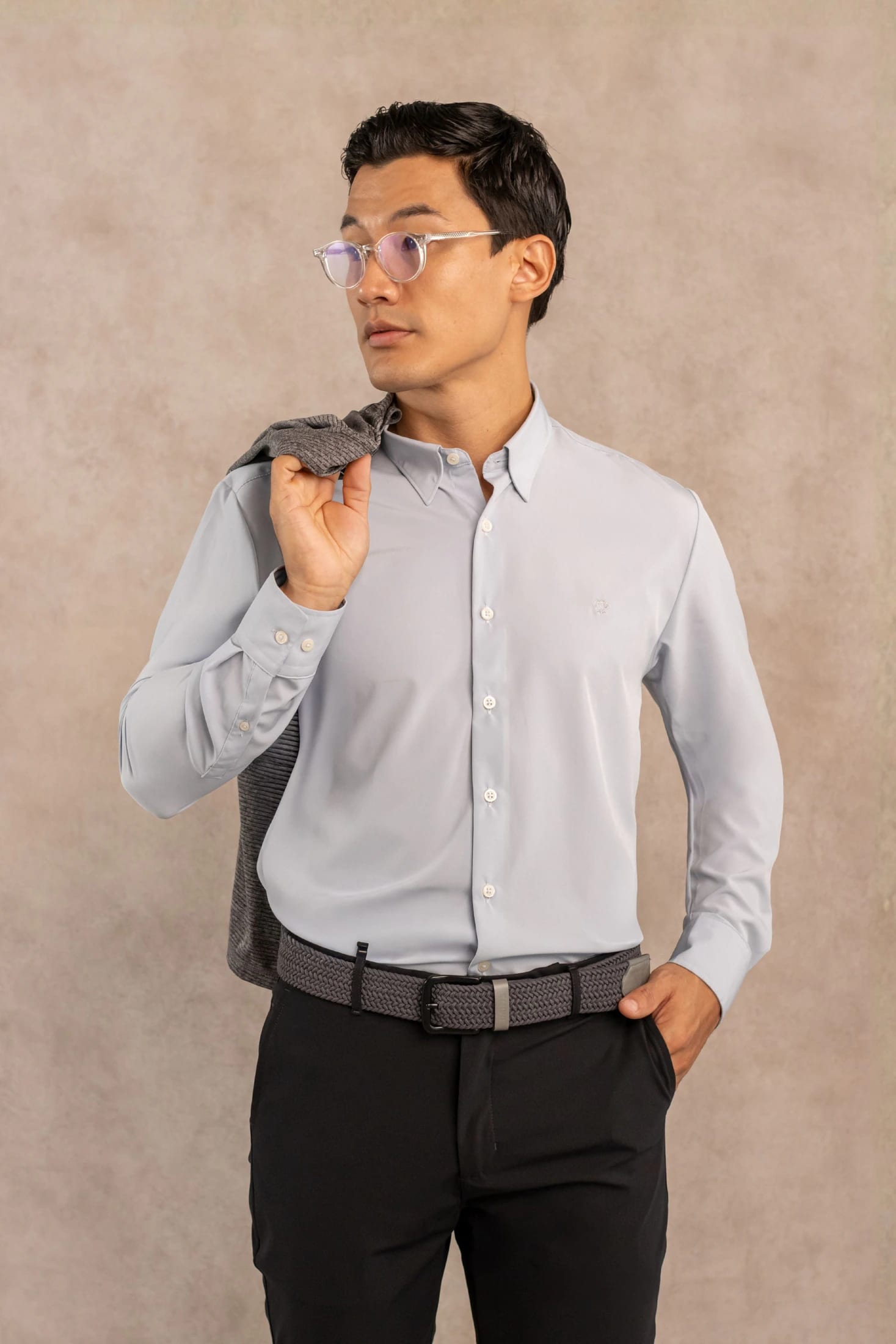 Camisa Performance Antiarrugas Gris Stone - imagen 1
