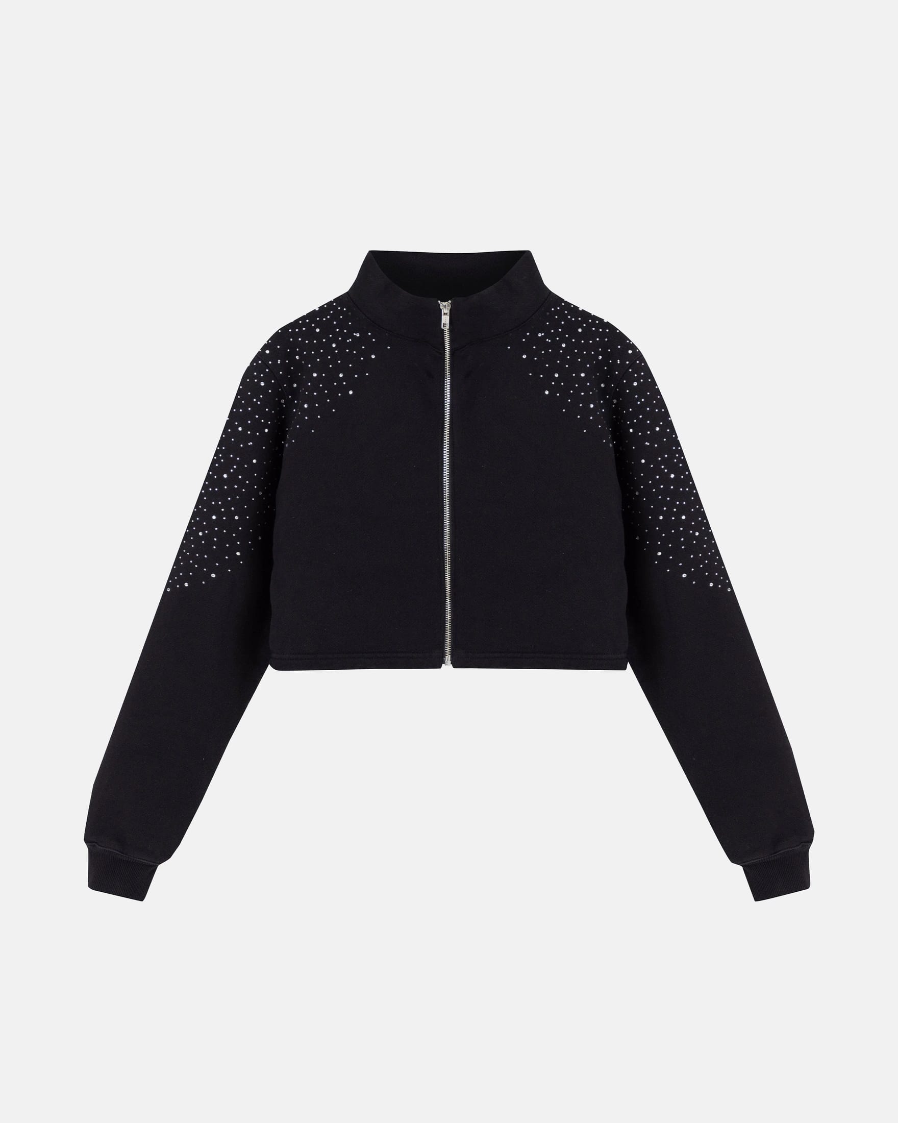 W Golden Heritage Slim Fit Zip Up Pearled Cropped Crewneck Black - imagen 1