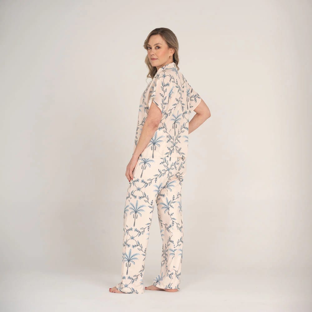 Conjunto de Pijama Pantalón Largo Palma Azul. - imagen 2