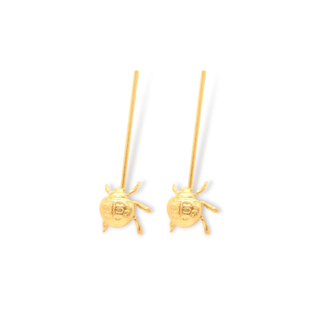 Aretes largos con mariquita pequeña - imagen 1