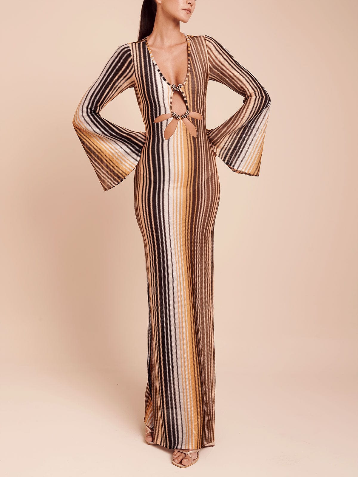 DALI DRESS BROWN MULTI STRIPE - imagen 3