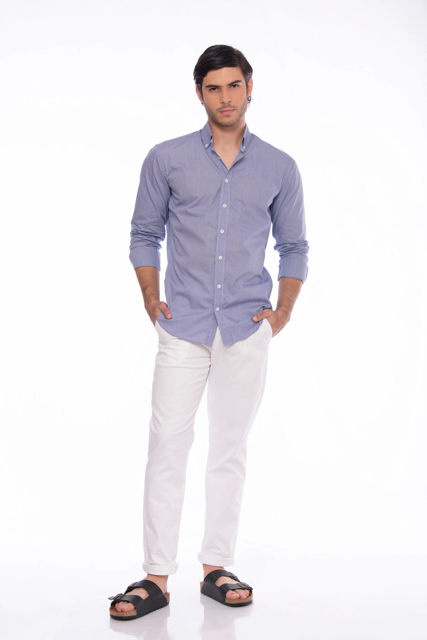 Camisa Algodón Azul Cuadros - imagen 2