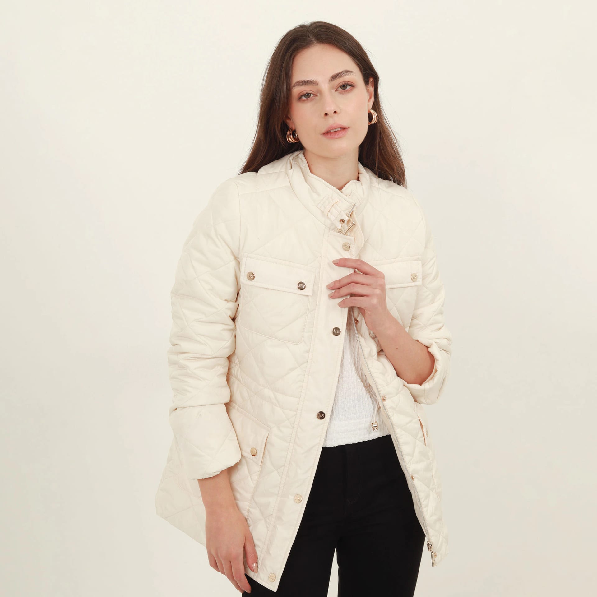 Chaqueta larga acolchada con ajuste en cintura - imagen 14
