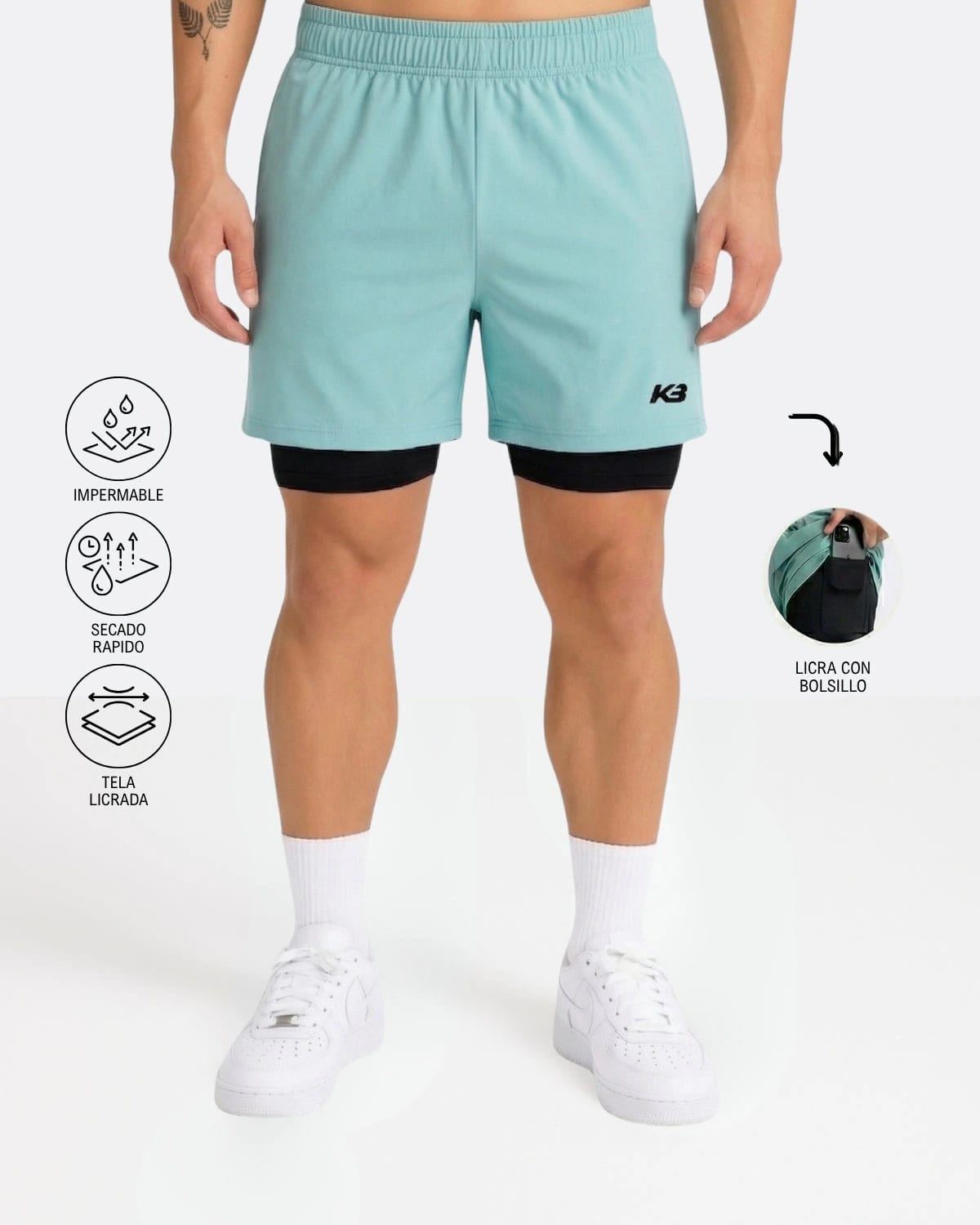 Pantaloneta Con Licra Y Bolsillo┃KBMEN RF.103 - imagen 6