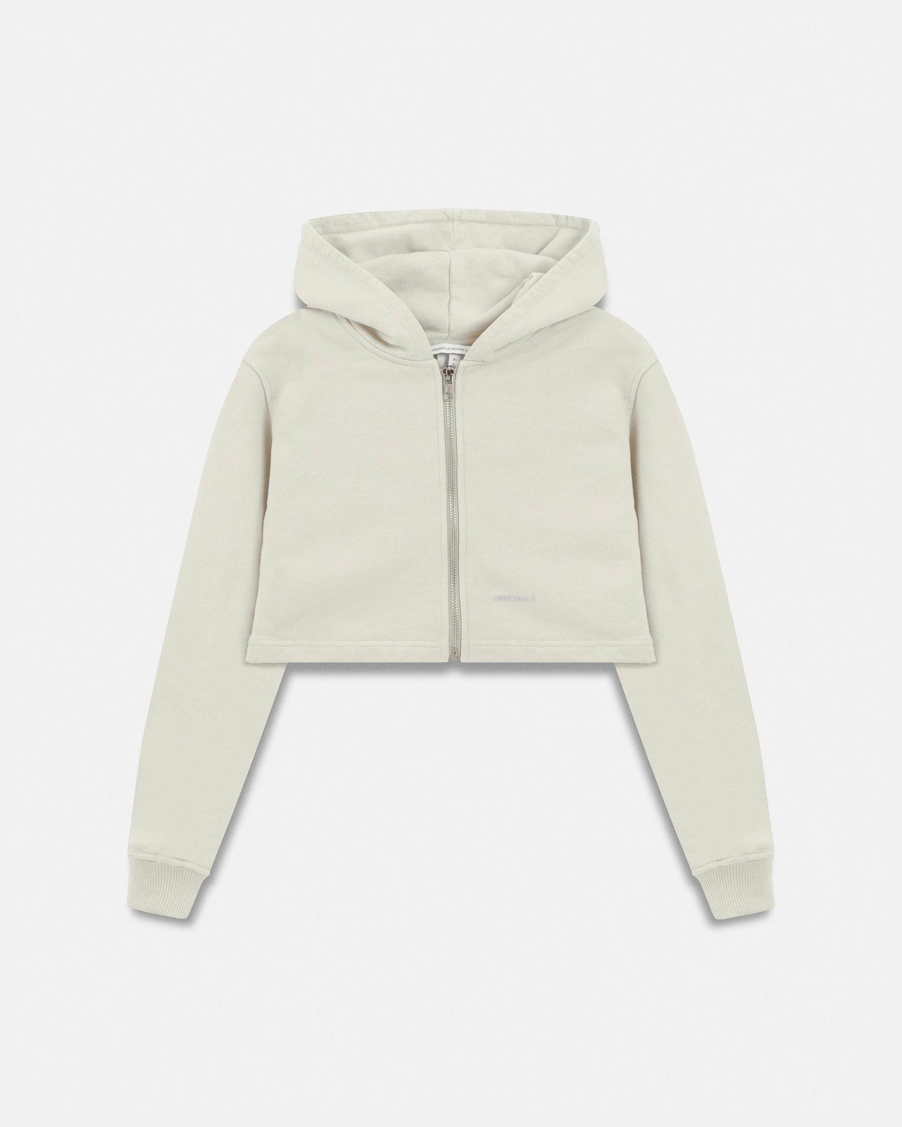 Line Basic Slim Fit Zip Up Cropped Hoodie White - imagen 1