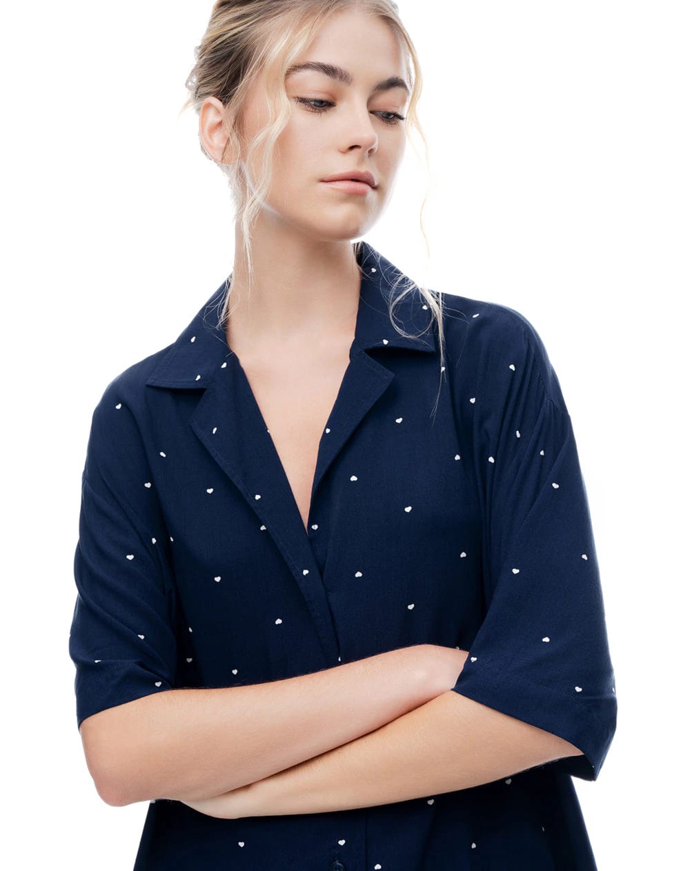 Camisa regular manga corta azul estampado mujer - imagen 1