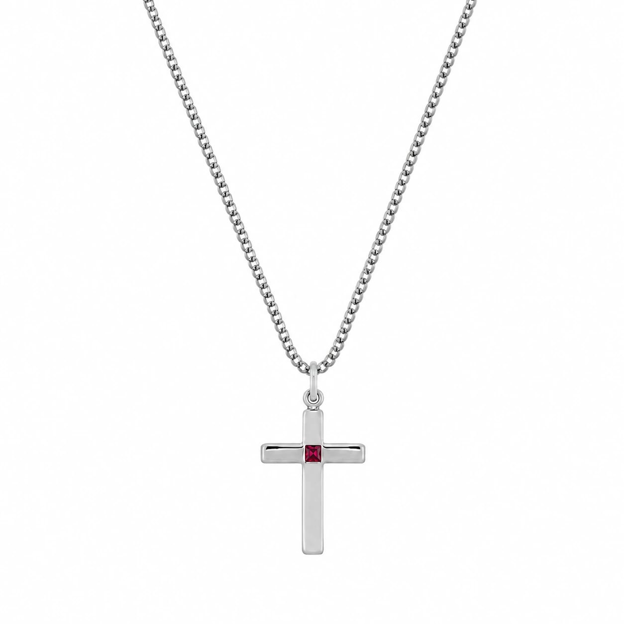 AXIS CROSS NECKLACE | CADENA CON DIJE EN FORMA DE CRUZ EN PLATA LEY 925 Y PIEDRA - imagen 3