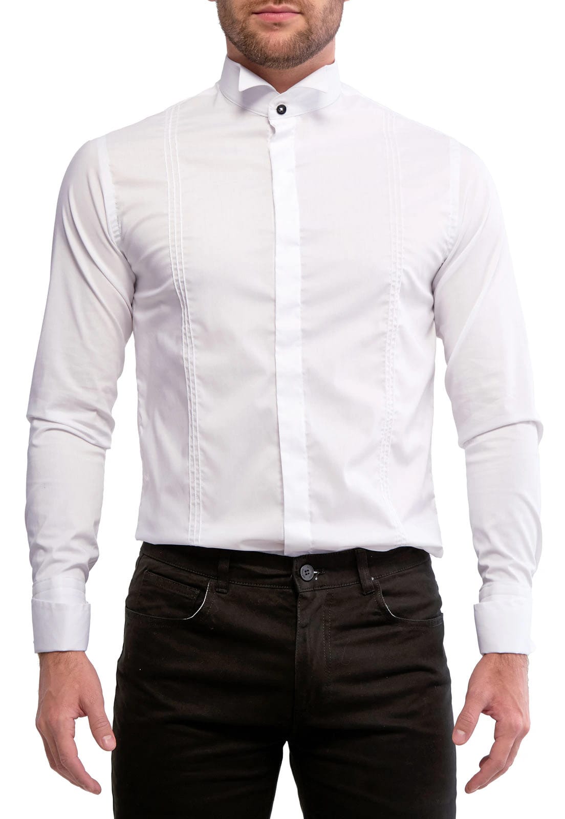 Camisa smoking cuello pajarito blanca - imagen 3