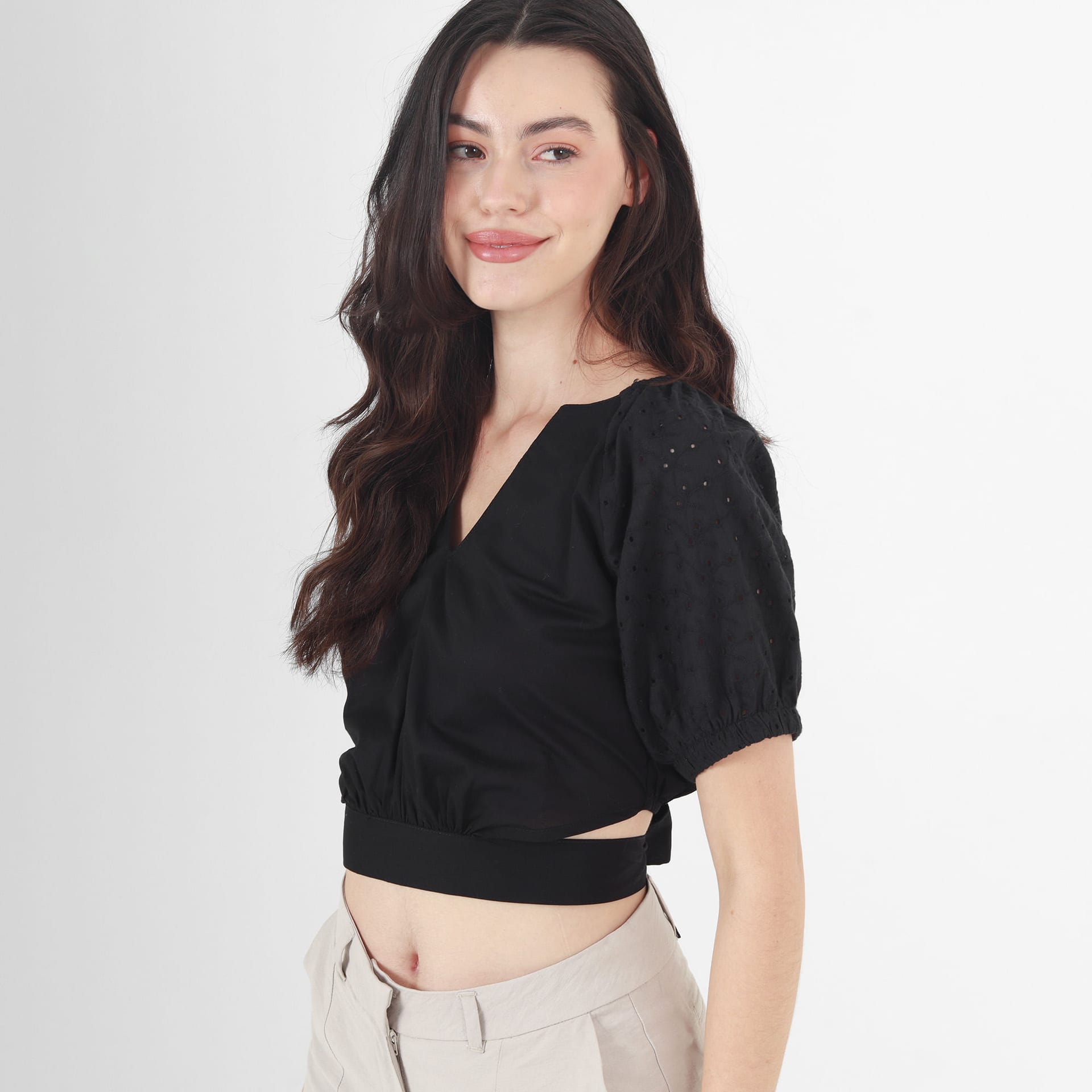 Blusa Cuello V Manga Corta - imagen 1