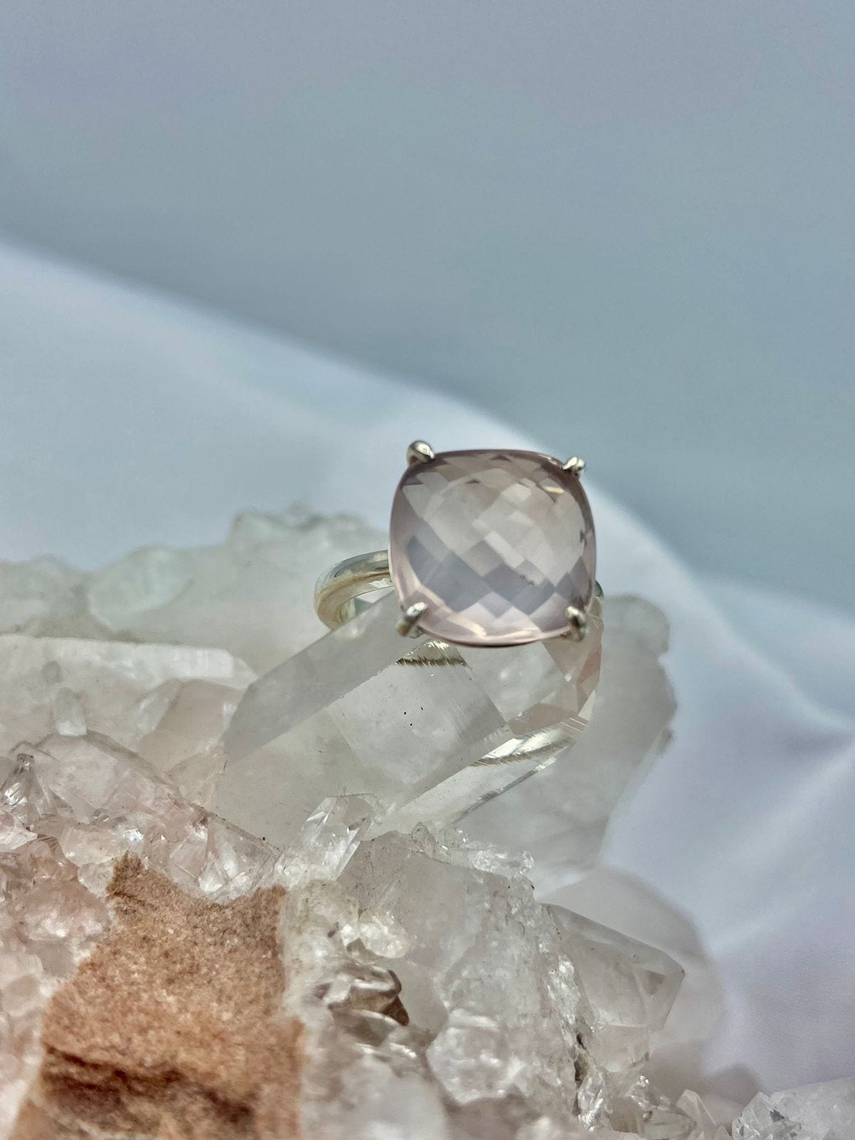 Anillo Cuarzo Rosa Cuadrado - imagen 1