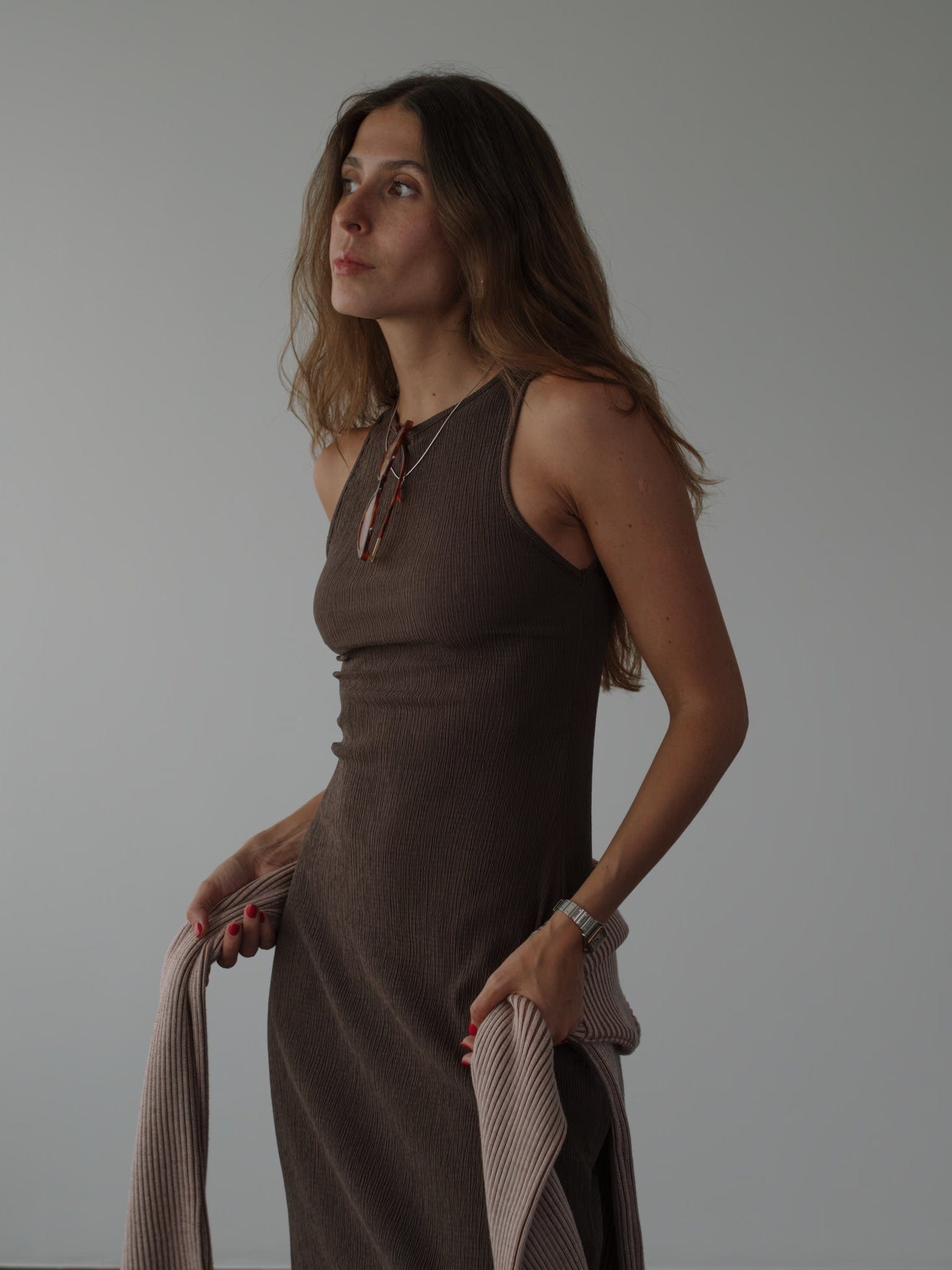 LONG TANK DRESS - BROWN - imagen 8