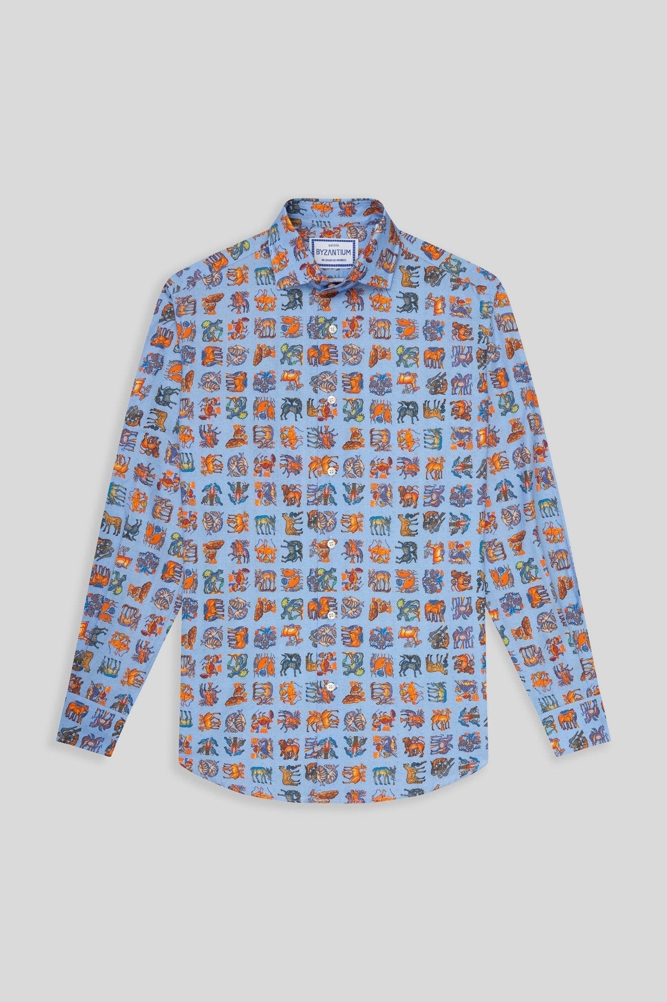 Men's cotton shirt green sky blue byzantium - imagen 1