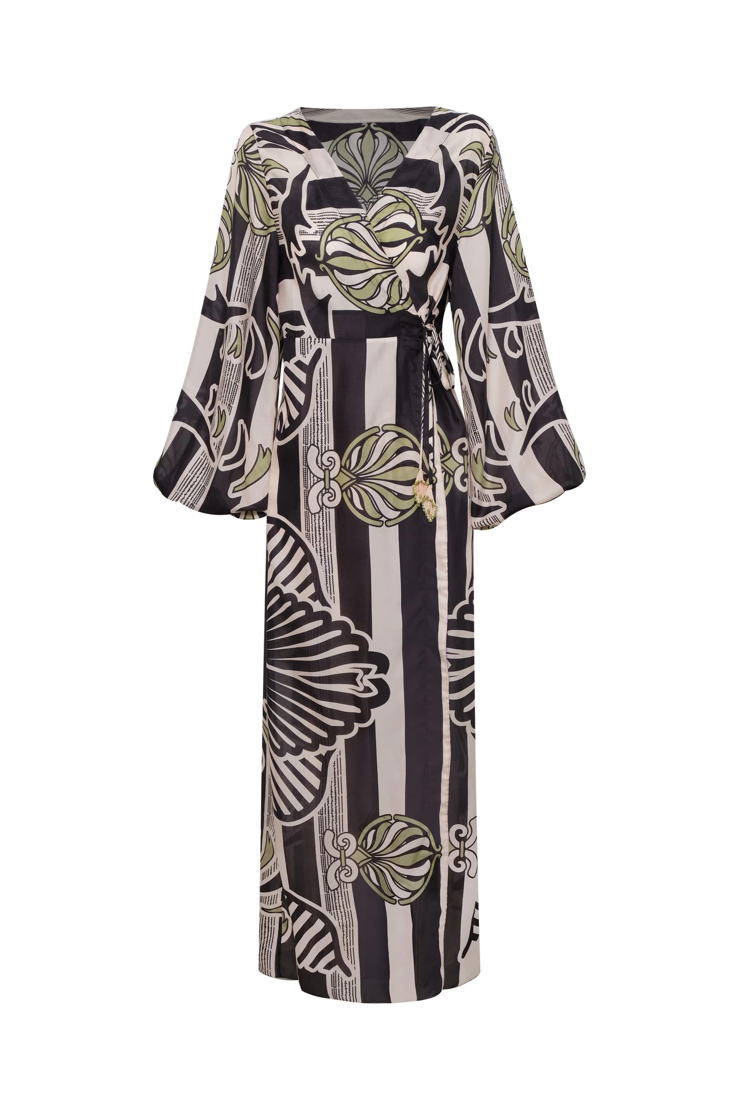 Hojarasca Cotton Silk Maxi Dress / Navy Ornament Stripes - imagen 7
