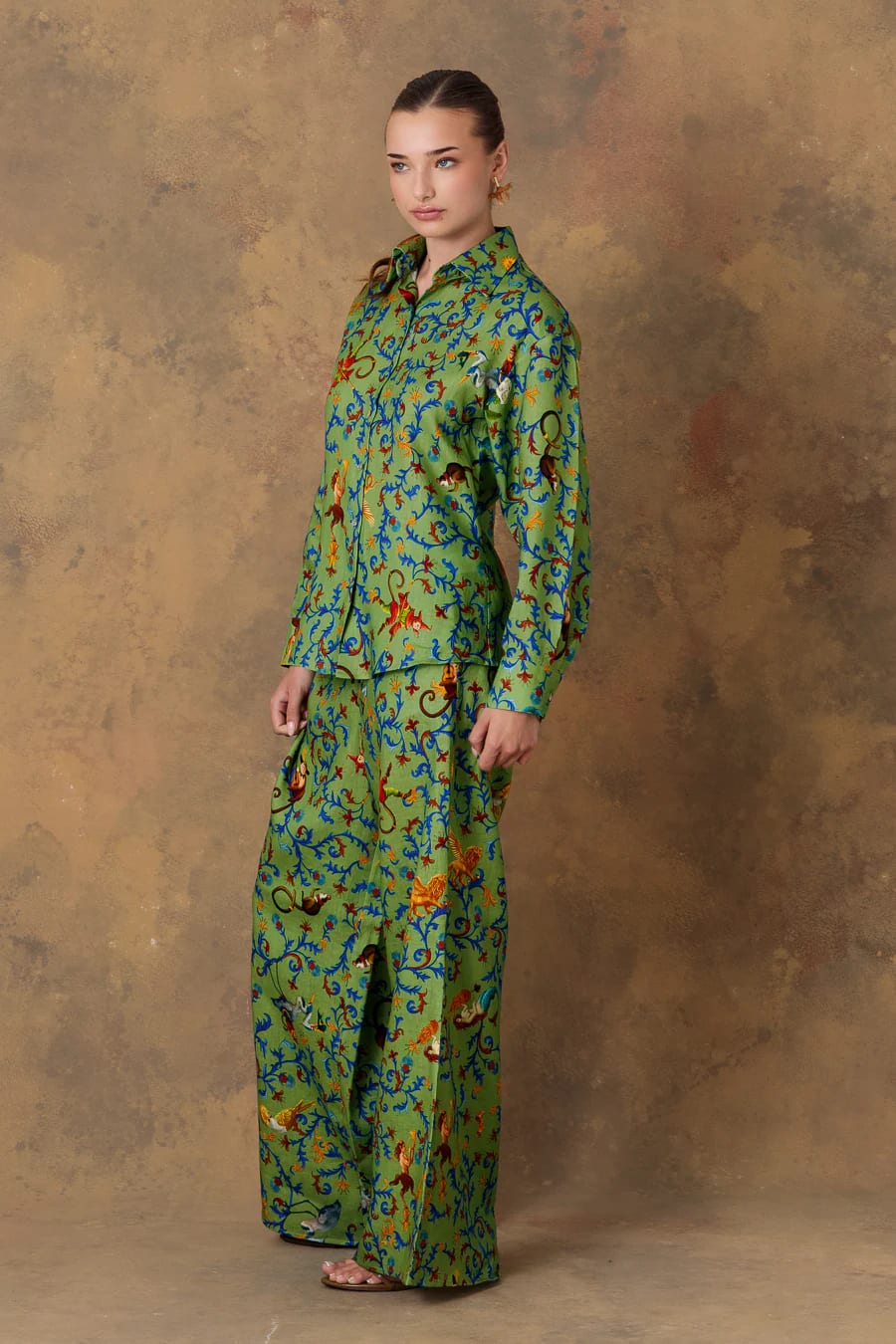 Women's pants linen delphos green - imagen 7