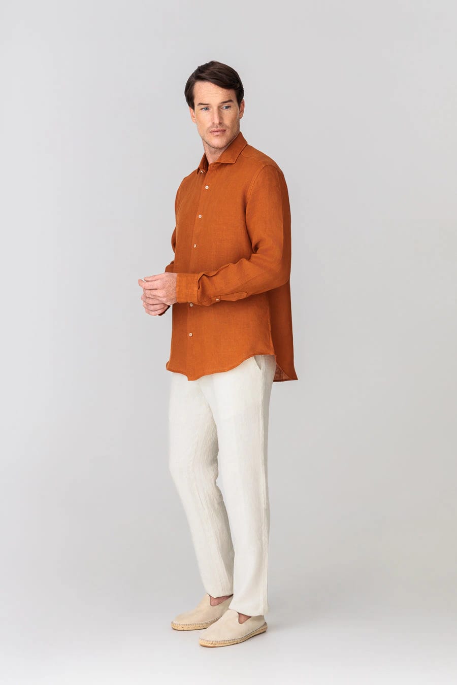 Men's linen pants beige basic - imagen 2