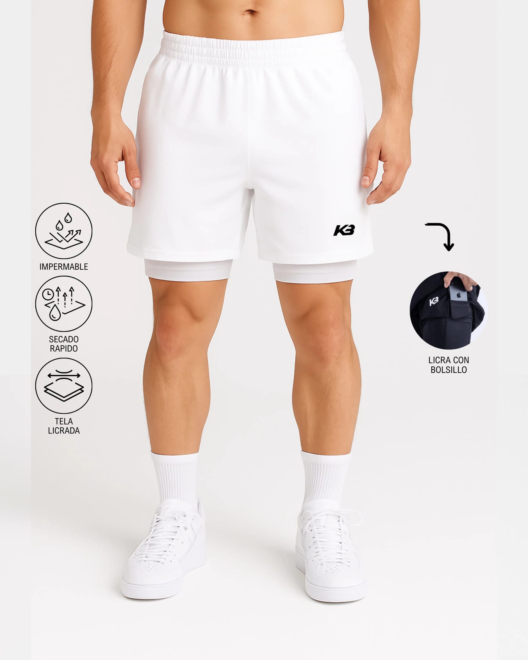 Pantaloneta Con Licra Y Bolsillo┃KBMEN RF.103 - imagen 7